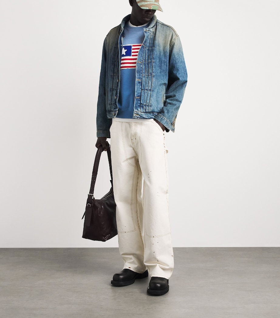 Cherry Los Angeles Mens One-Star Flag Sweatshirt Steel Blue Image 2