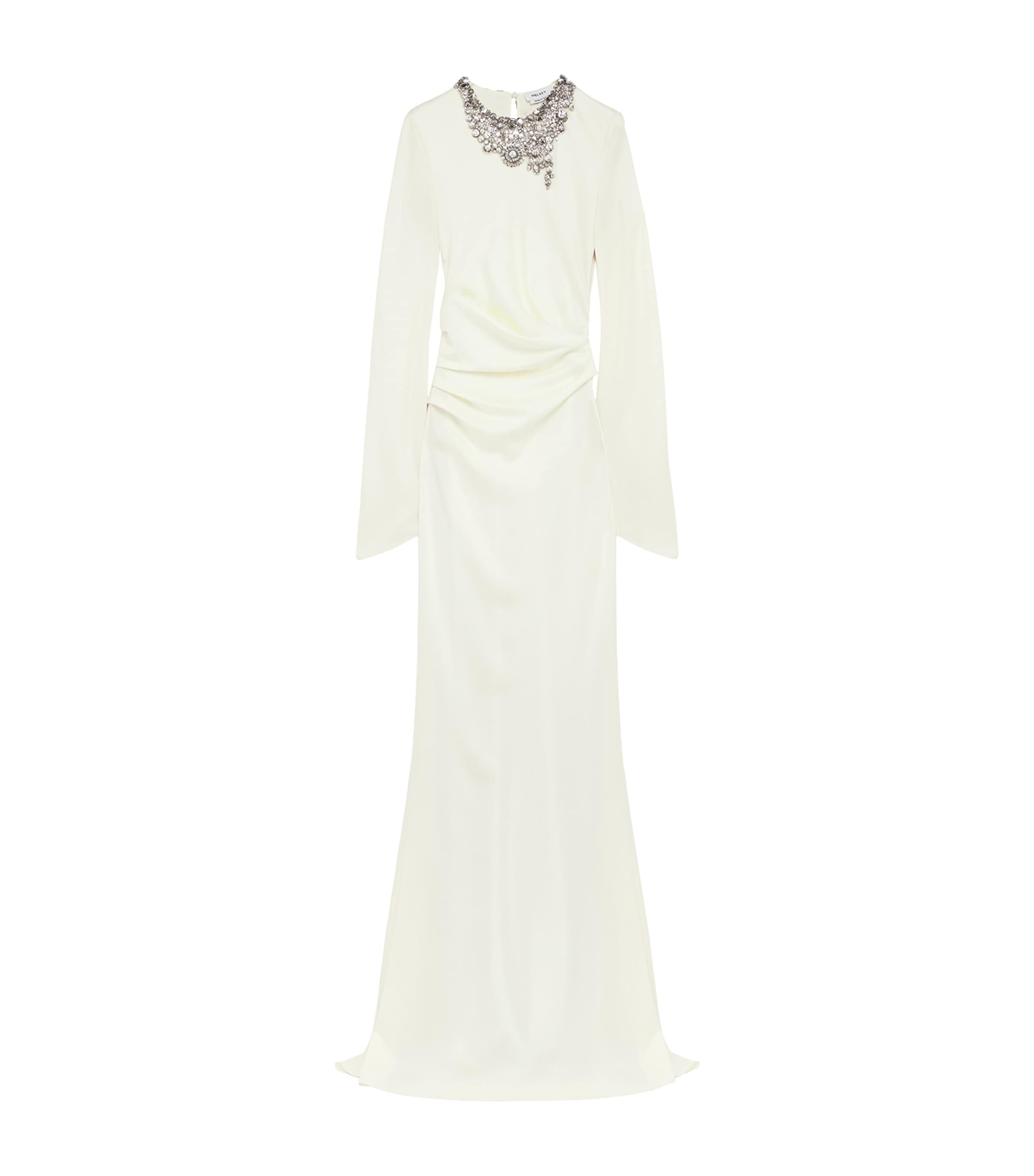 McQueen Womens Embellished Draped Maxi Dress Image 1