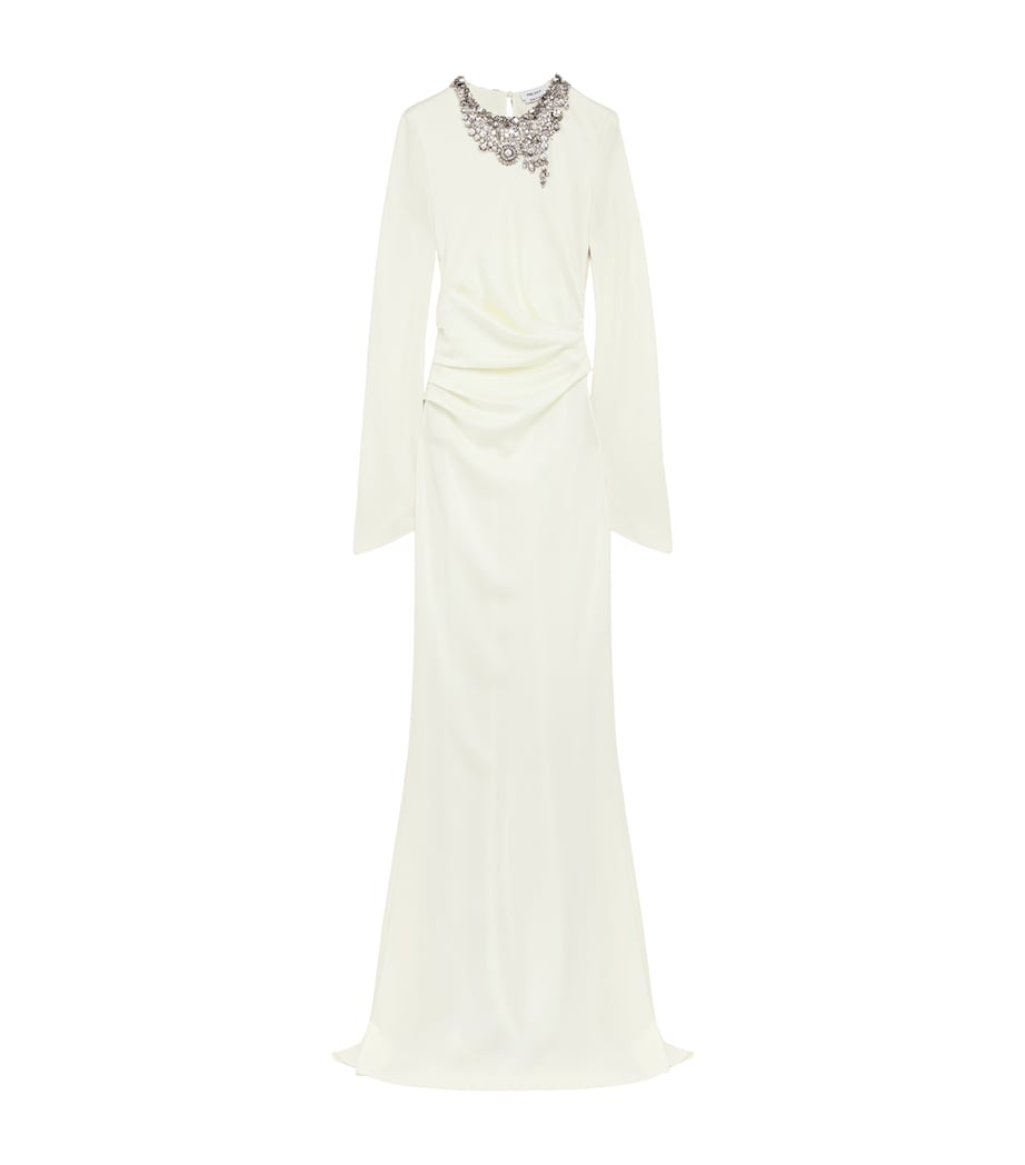 McQueen Womens Embellished Draped Maxi Dress Image 1