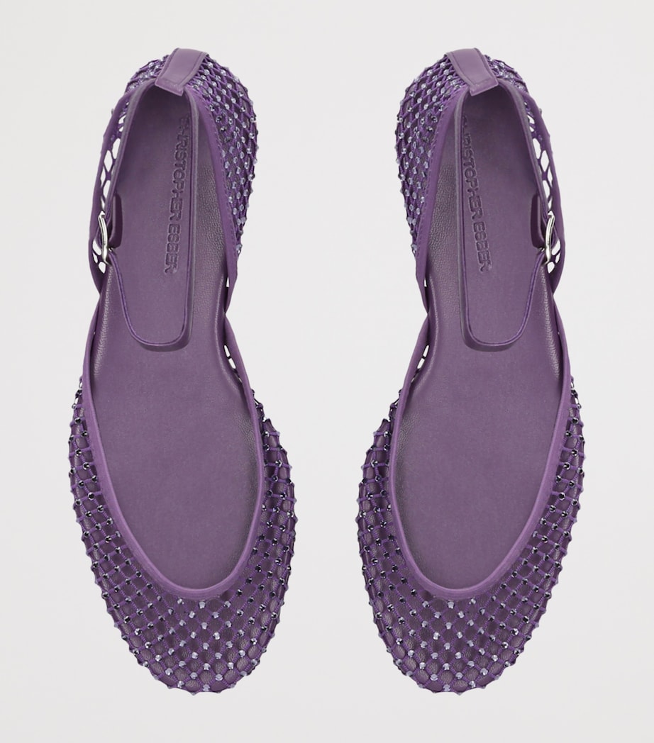 Christopher Esber Mesh Embellished Minette Buckled Ballet Flats Viola Image 4