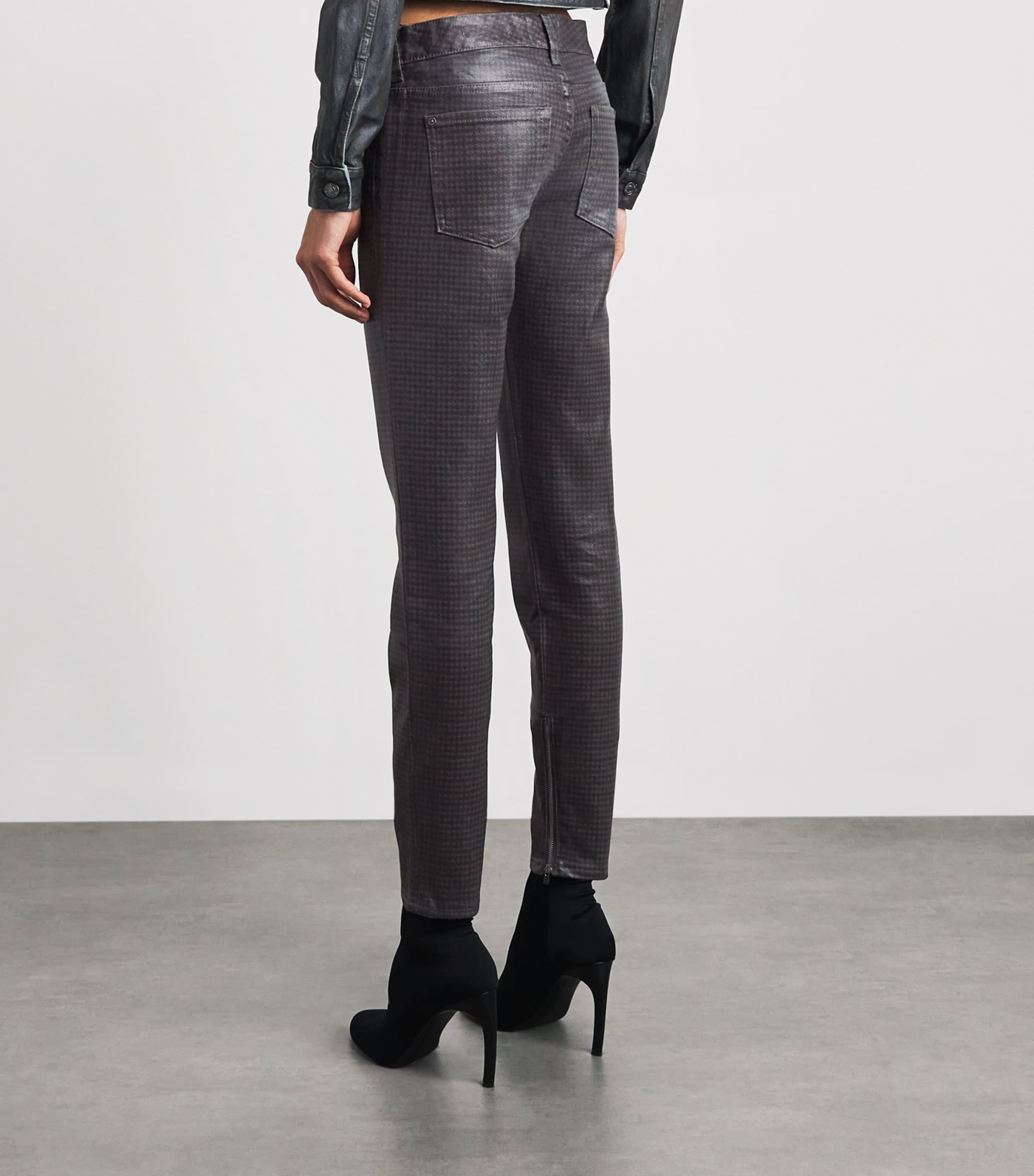 7 For All Mankind Womens Coated Y2K Skinny Jeans Grey Image 5