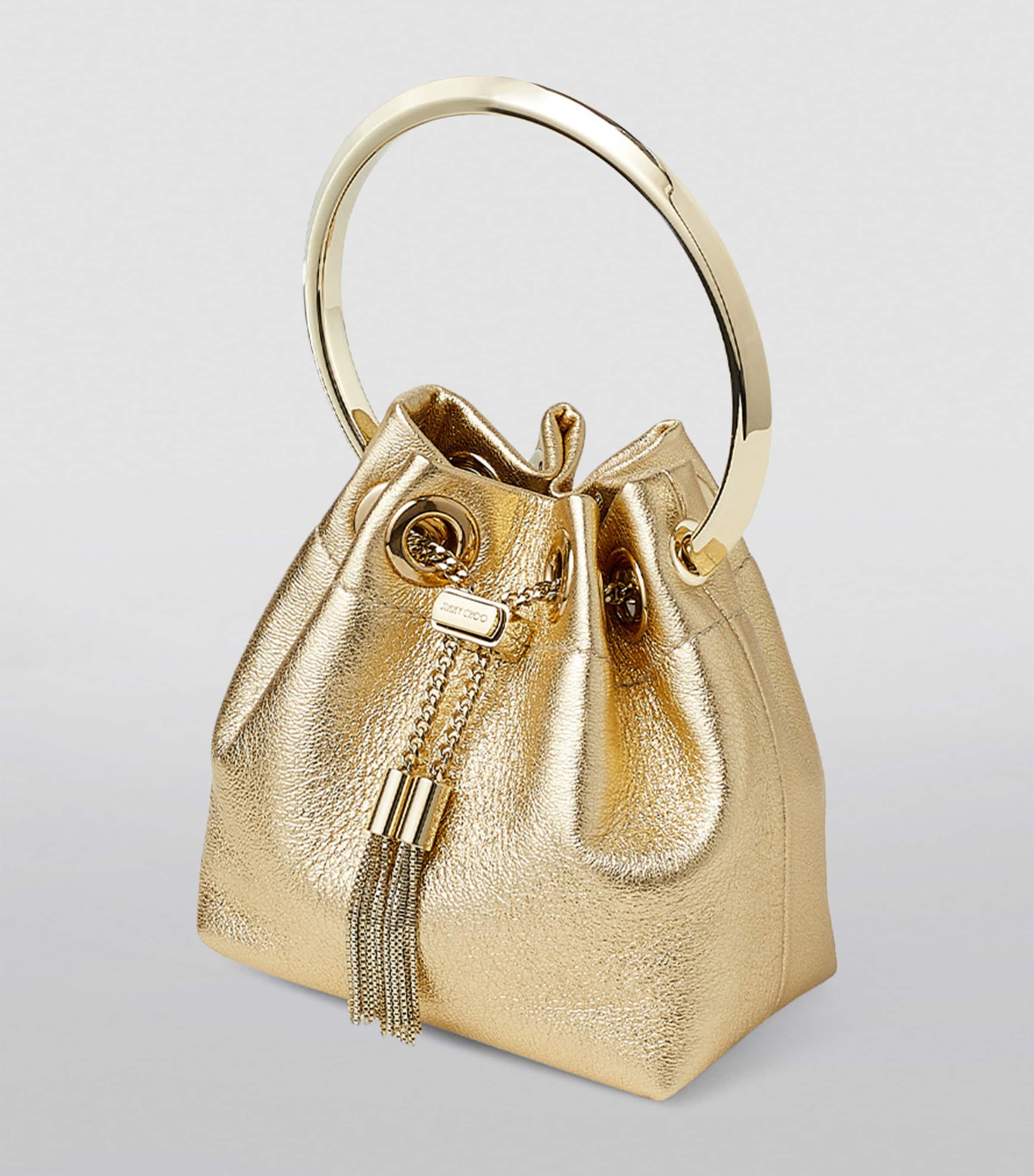 【JIMMY CHOO】Micro Bon Bon トップハンドルバッグ MICRO BON BON | Silver Crystal Mesh Bag with Metal Handle