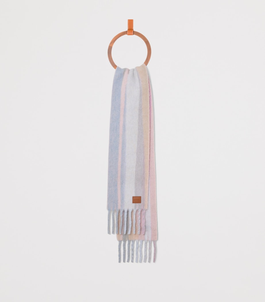 Alpaca-Wool-Blend Jacquard Stripe Scarf LIGHT BLUE Image 2