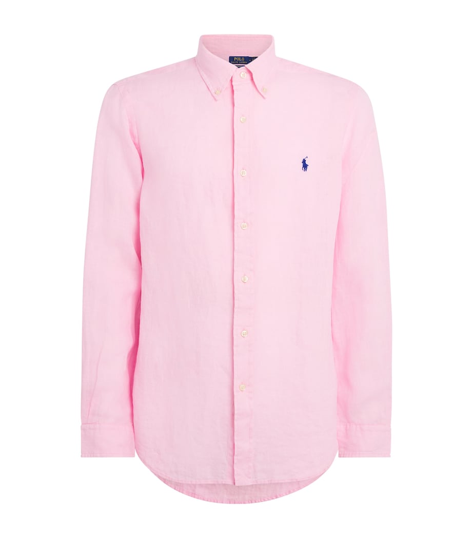 Polo Ralph Lauren Mens Linen Custom Fit Shirt Carmel Pink Image 1