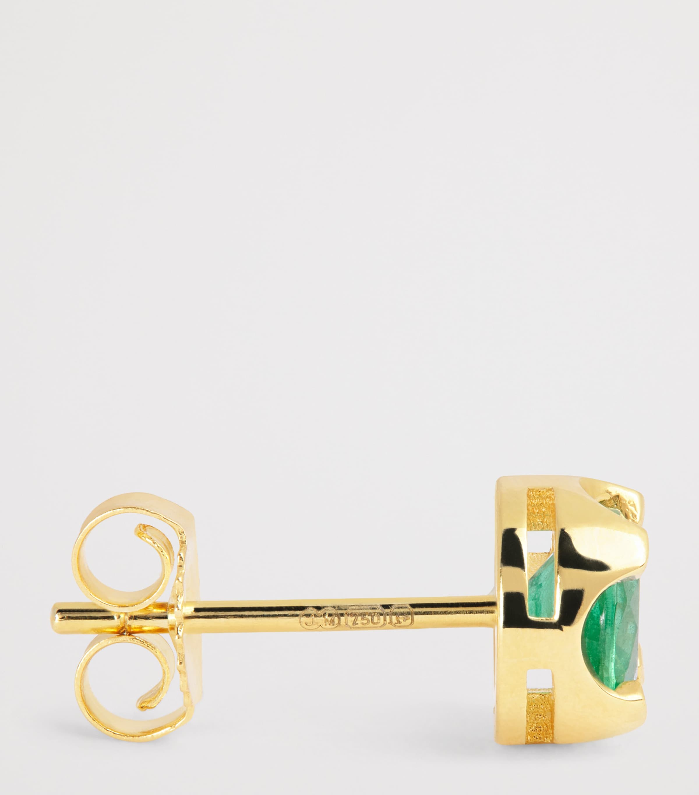 Medium Yellow Gold and Emerald Stud Earrings YELLOW GOLD Image 4
