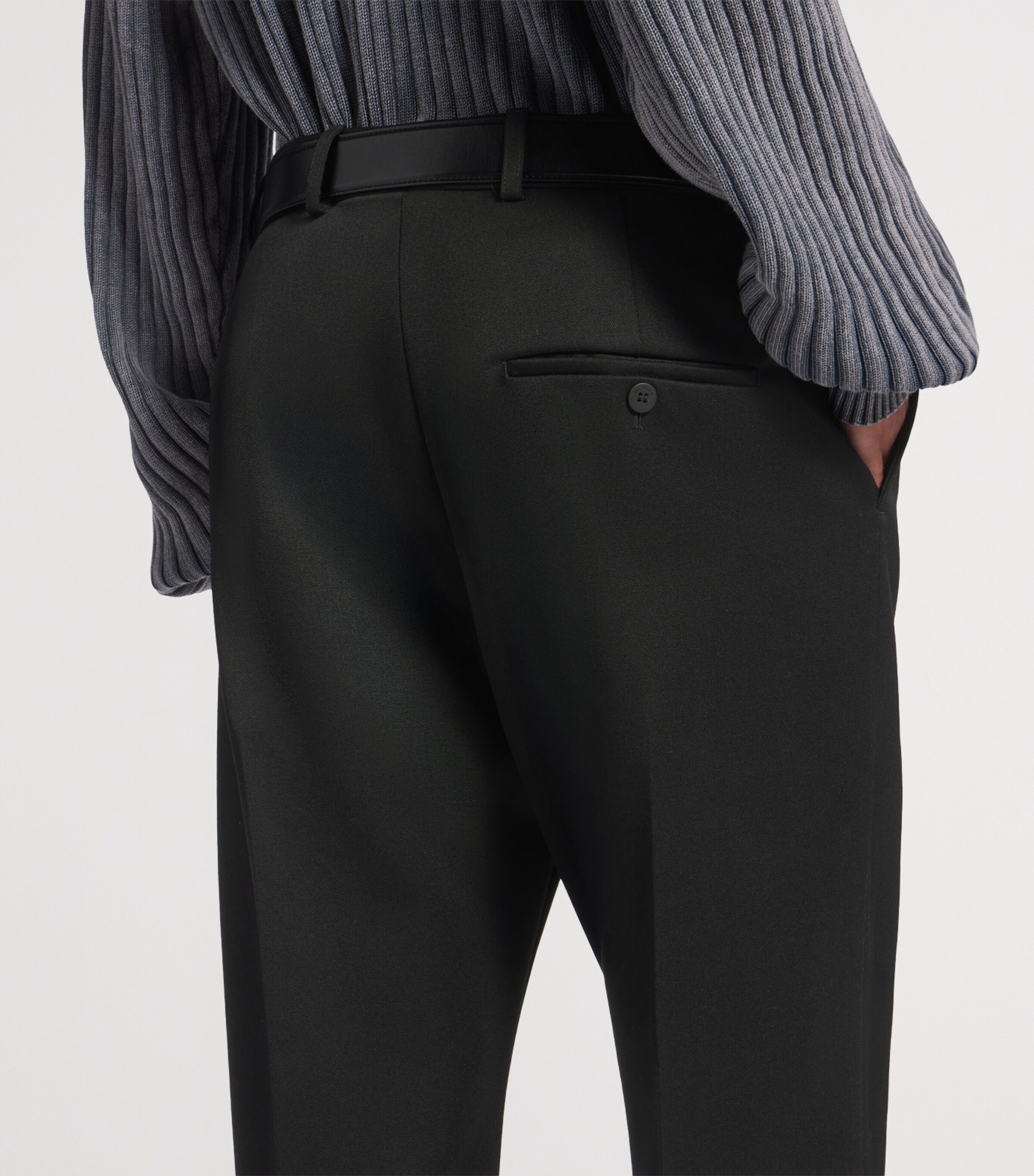 Balenciaga Mens Wool Frayed Wide-Leg Trousers Image 6