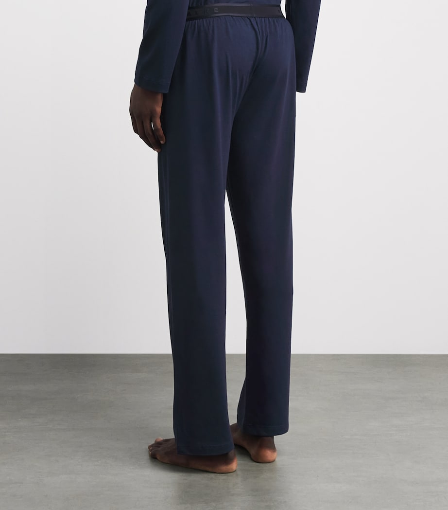 Falke Mens Cotton-Blend Lounge Trousers Space Blue Image 5