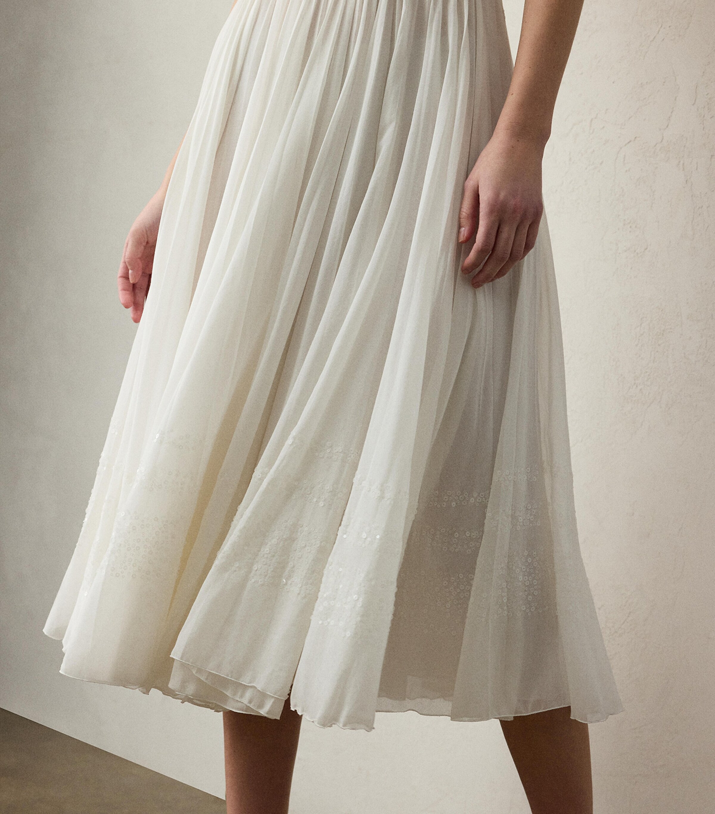 Cotton-Blend Trivelas Embellished Skirt WHITE Image 9