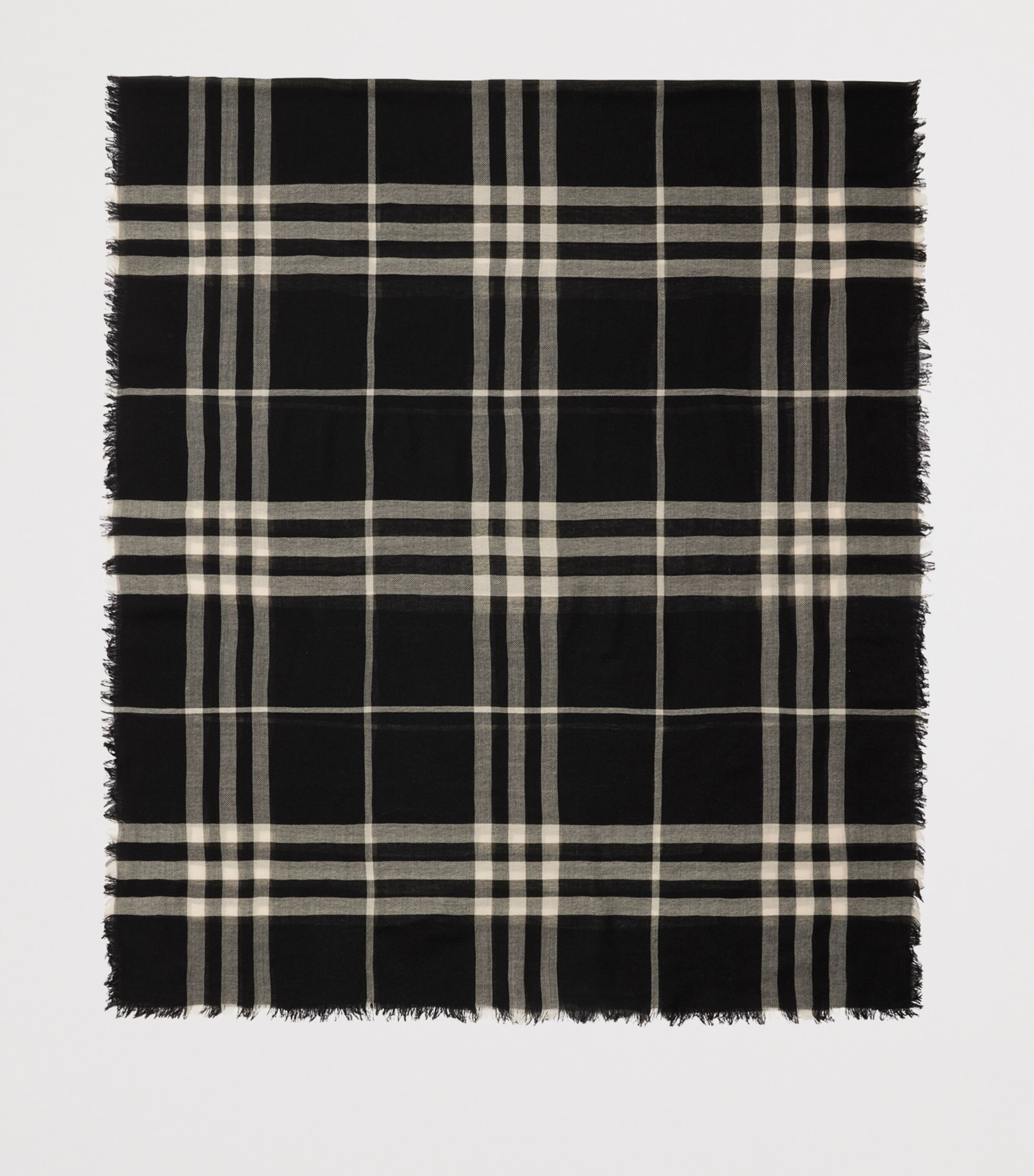 Wool Wide Check Scarf BLACK/CALICO IP CHK Image 3