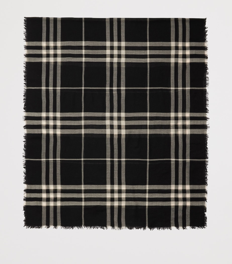 Wool Wide Check Scarf BLACK/CALICO IP CHK Image 3