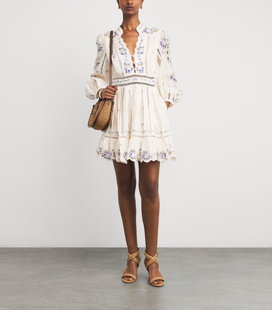 Linen Patience Mini Dress CREAM/PURPLE RSECPPR Image 2