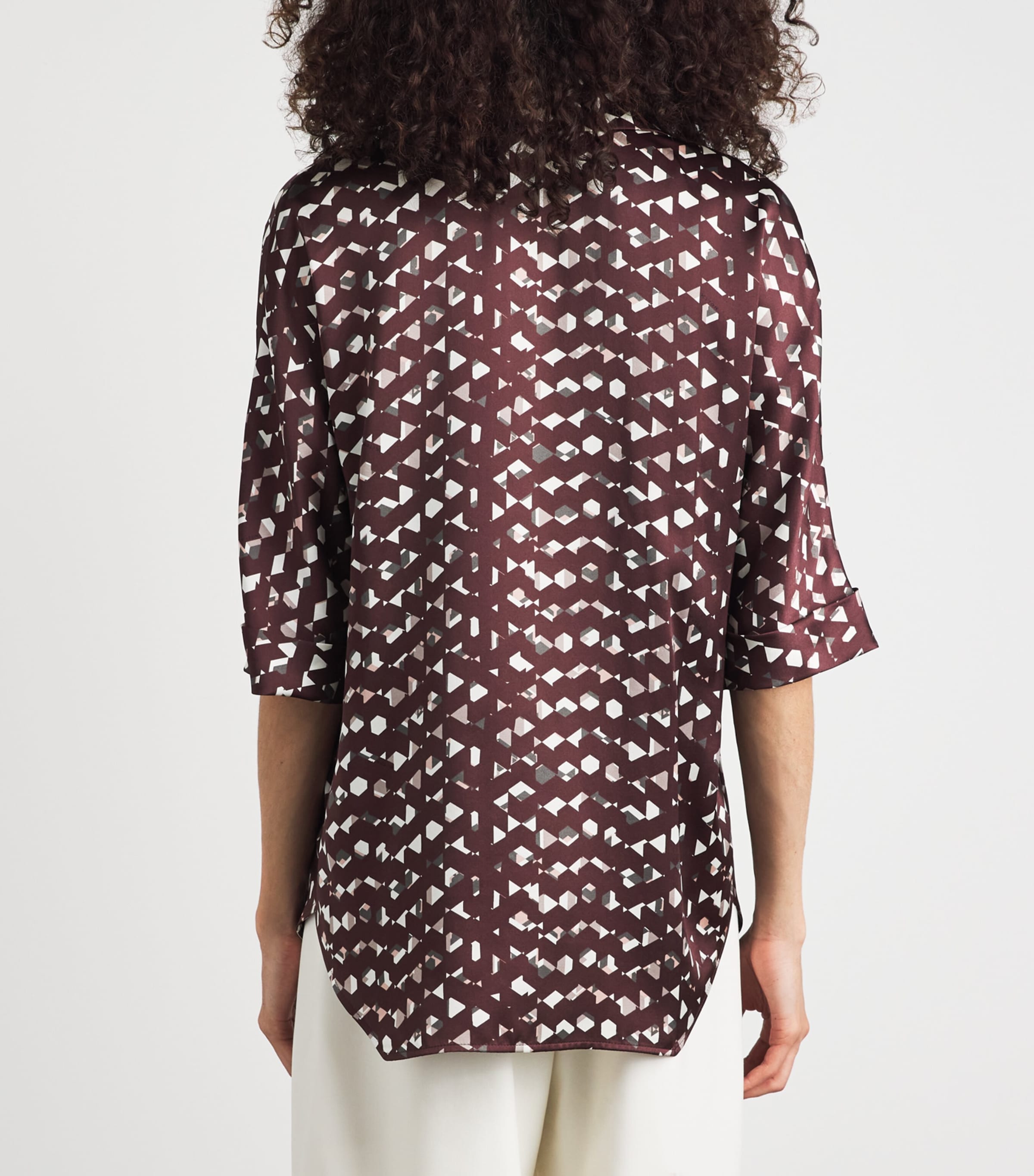 Kiton Womens Silk Printed Blouse Bordeaux Print Image 5