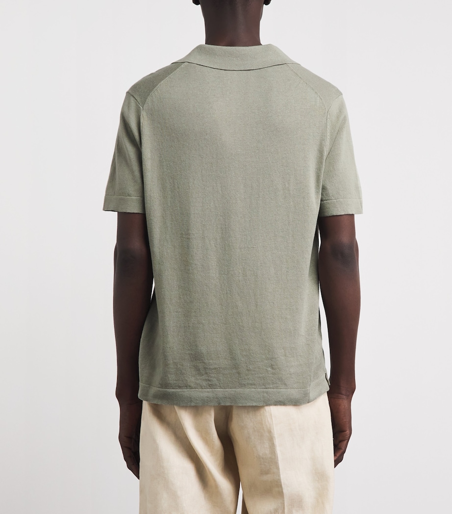NN.07 Mens Cotton-Linen Ryan Polo Shirt Sage Green Image 5
