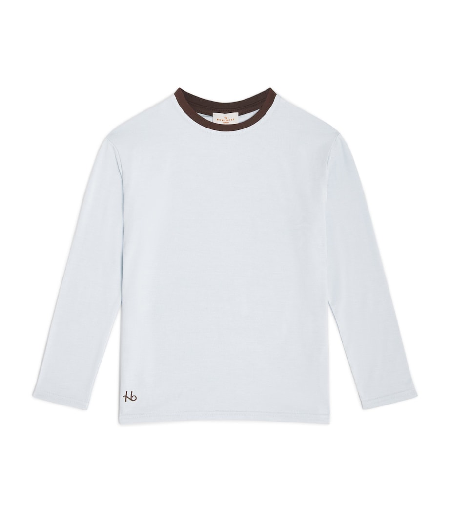 Homebody Kids Contrast-Trim Long-Sleeve T-Shirt (4-16 Years) Pale Blue Image 1