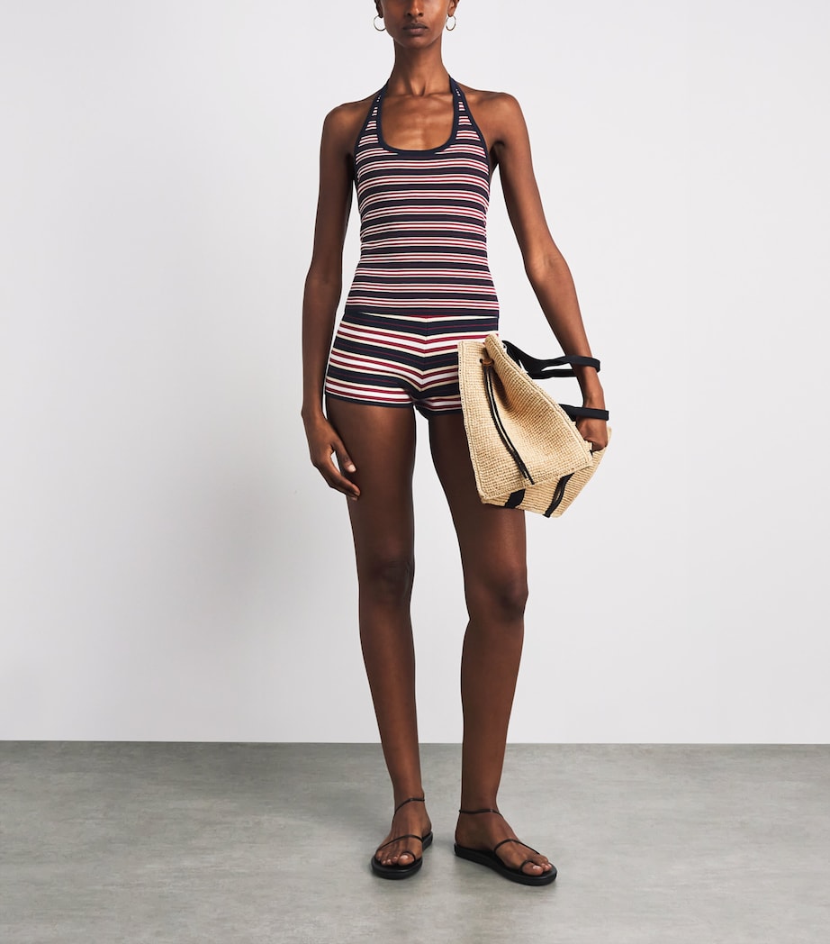 Faithfull The Brand Womens Knitted Playa Shorts Cila Stripe Navy Image 2