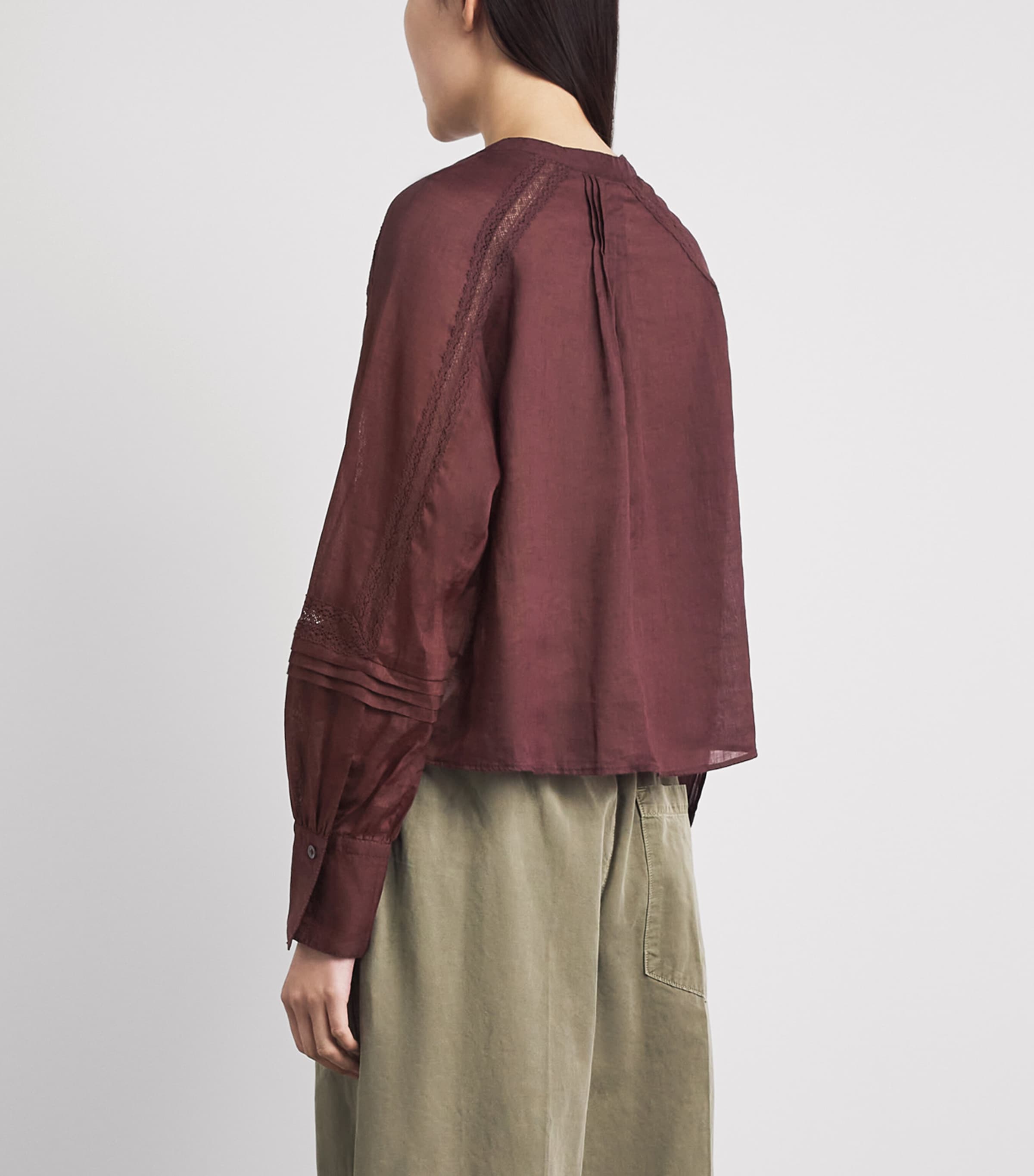 Veronica Beard Womens Self-Tie Sawyer Blouse Raisin Image 5