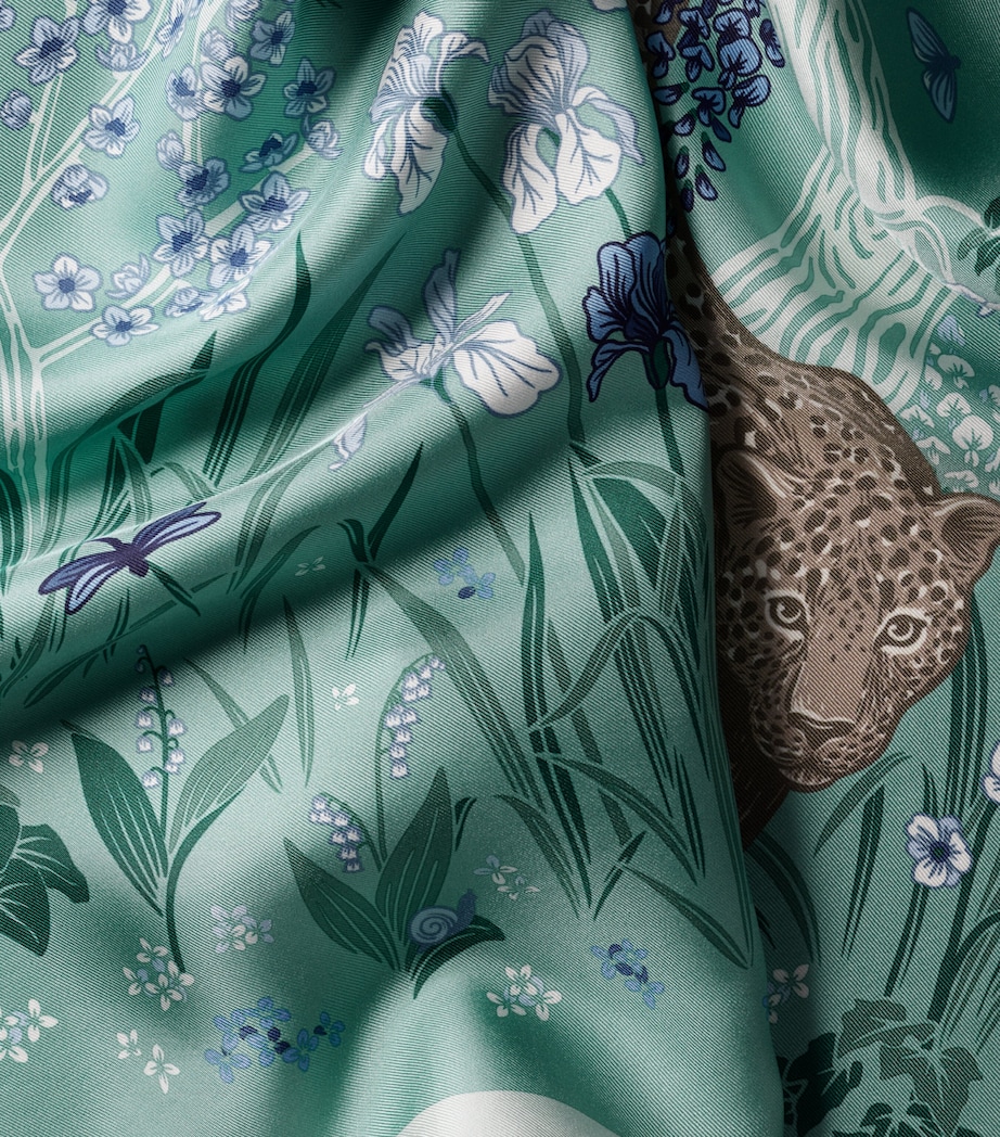 Cartier Silk Blooming Panthère Square Scarf Turquoise Image 5