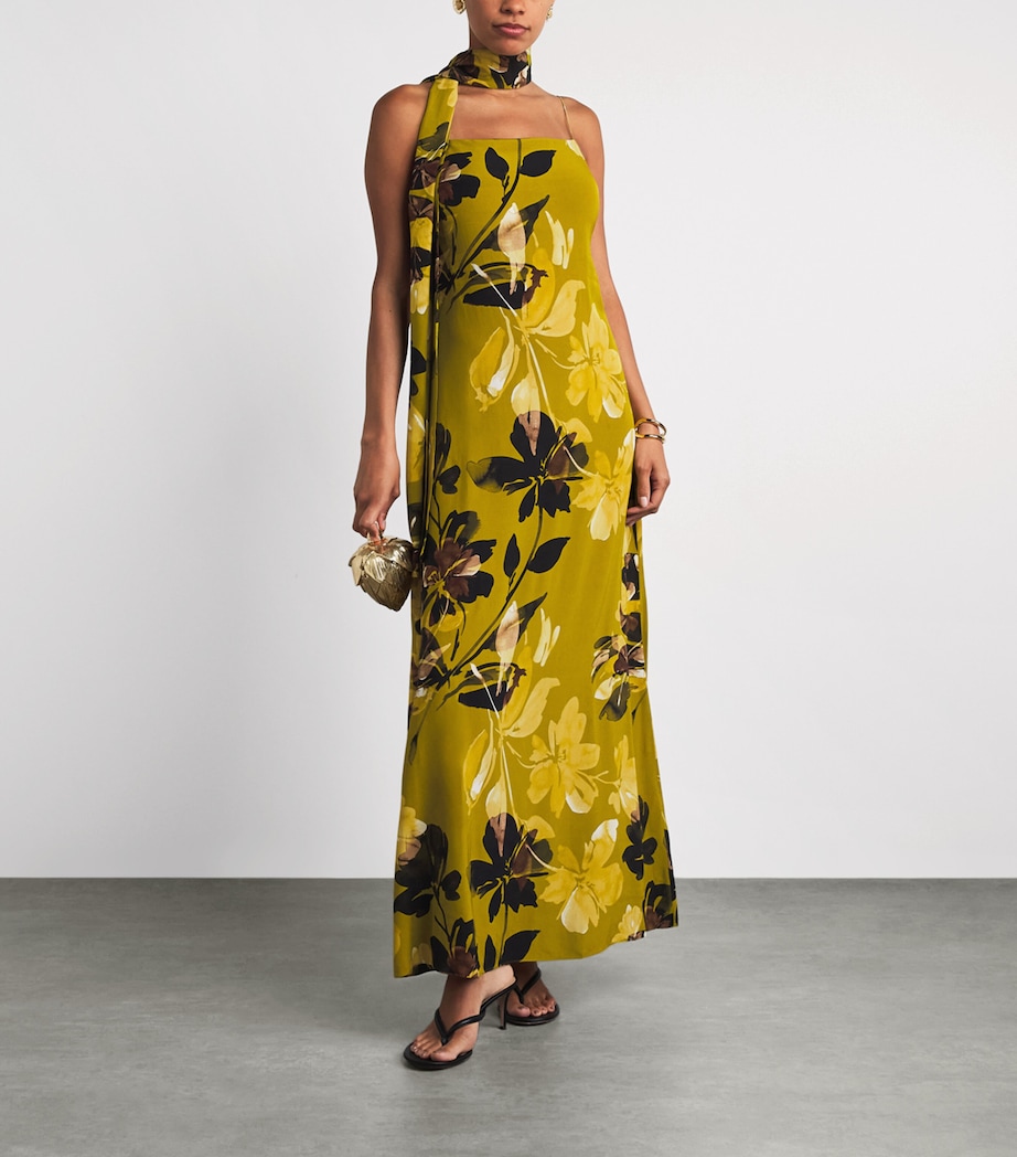 AWAY THAT DAY Womens St Tropez Maxi Dress Chartruse Flrl Prnt Image 2