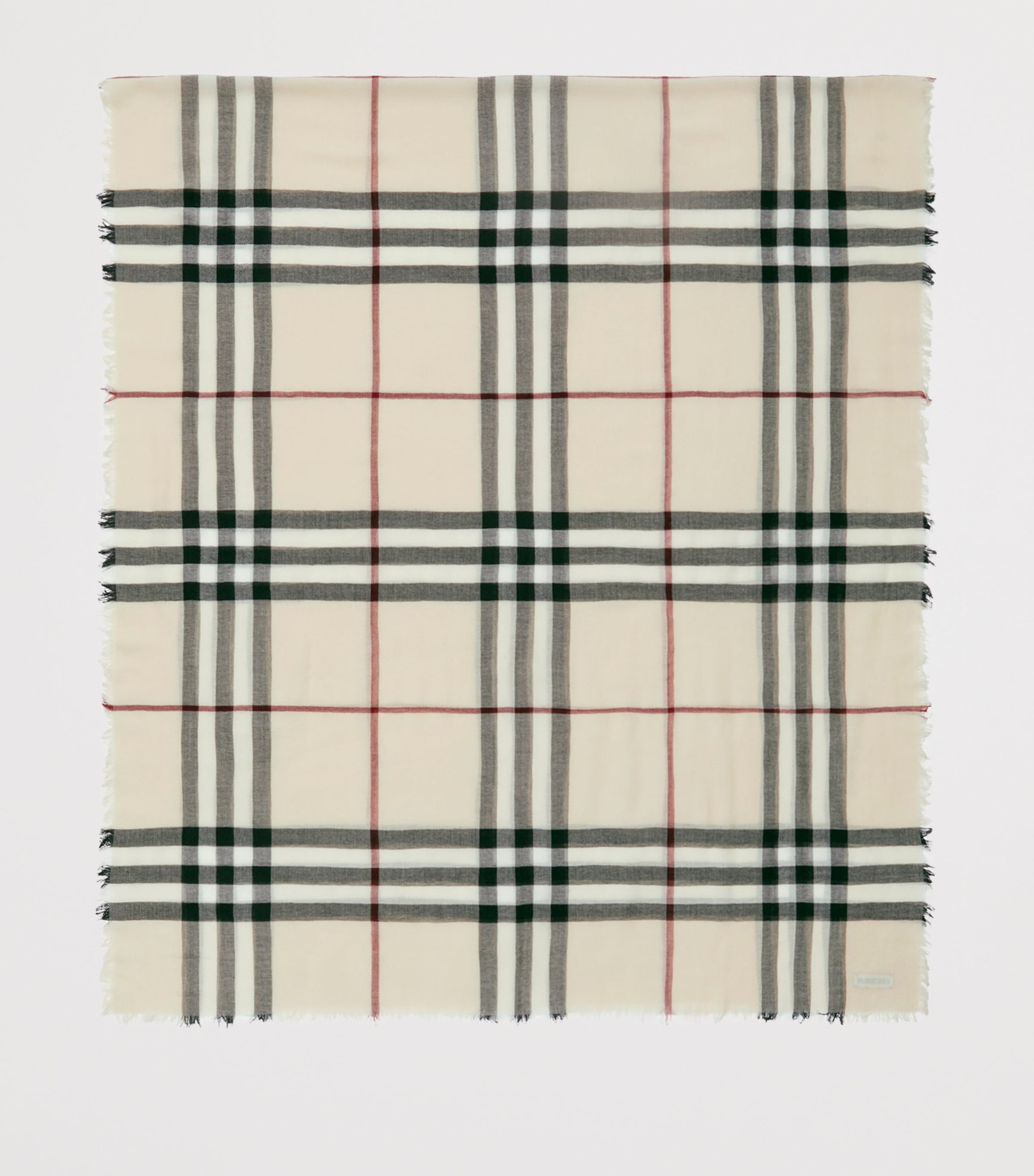 Wool Wide Check Scarf STONE Image 2