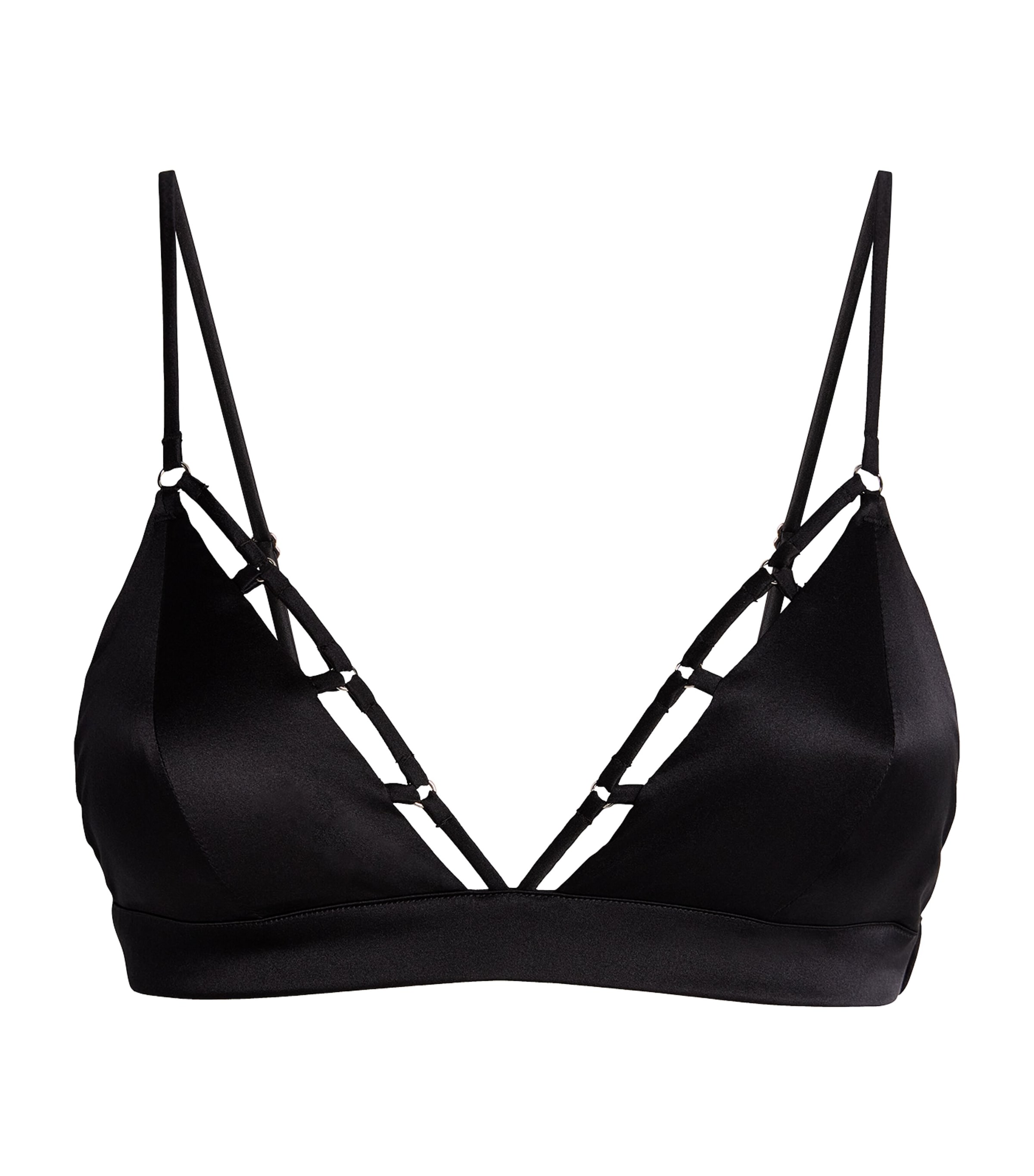 Fleur Du Mal Stretch-silk Luxe Triangle Bra In Black