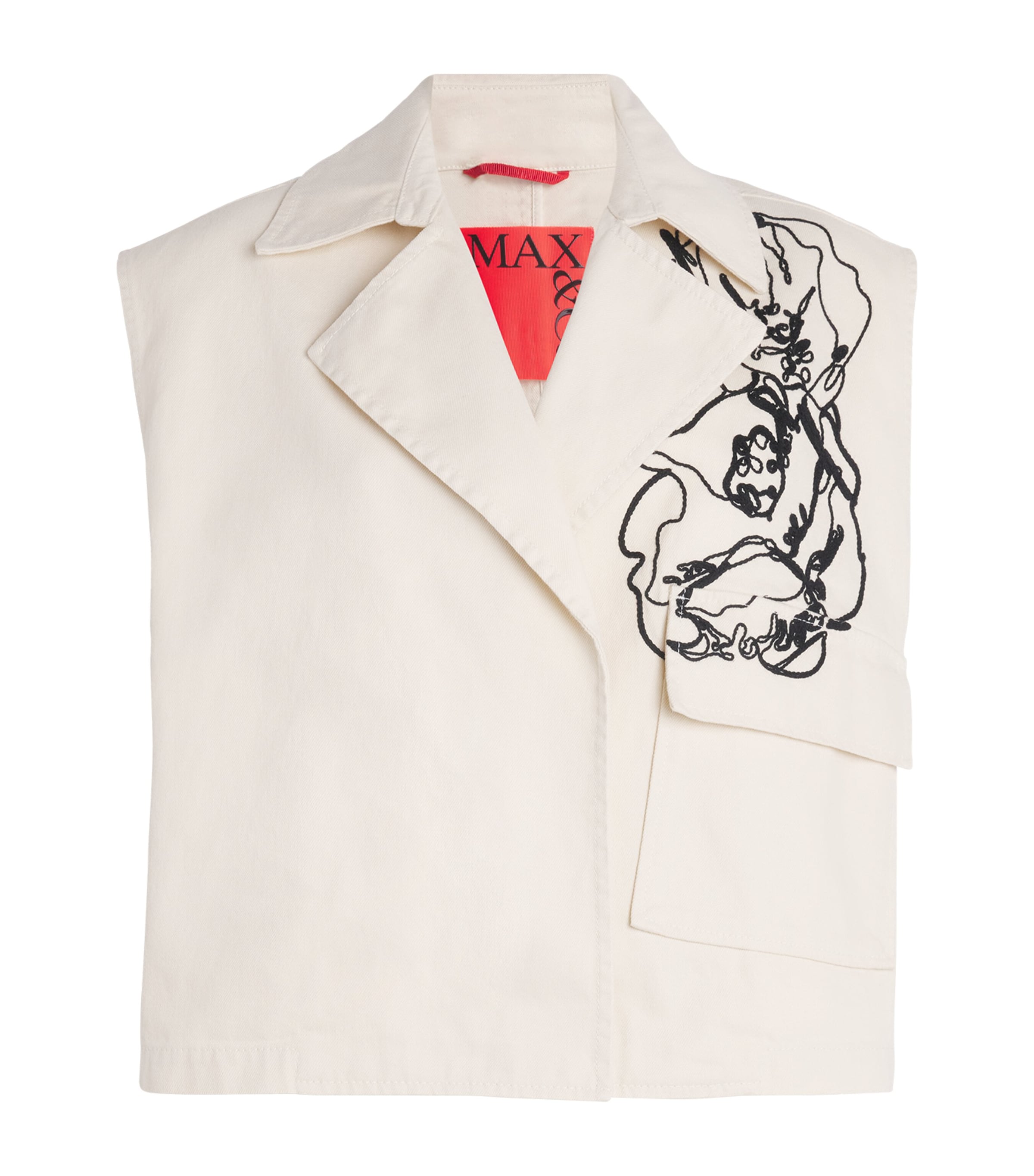 Max & Co Cotton Embroidered Gilet In White
