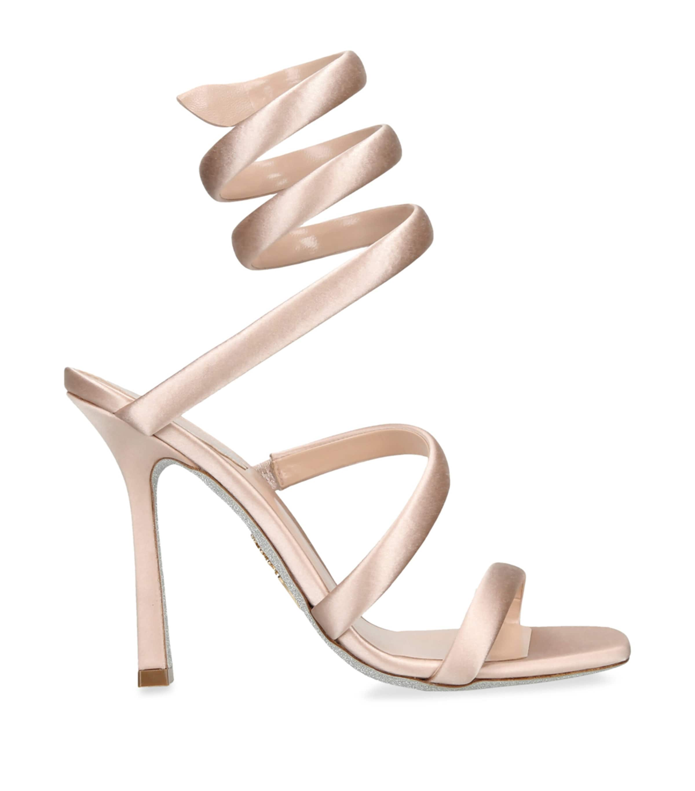 Shop René Caovilla Satin Cleo Heeled Sandals 105 In Nude