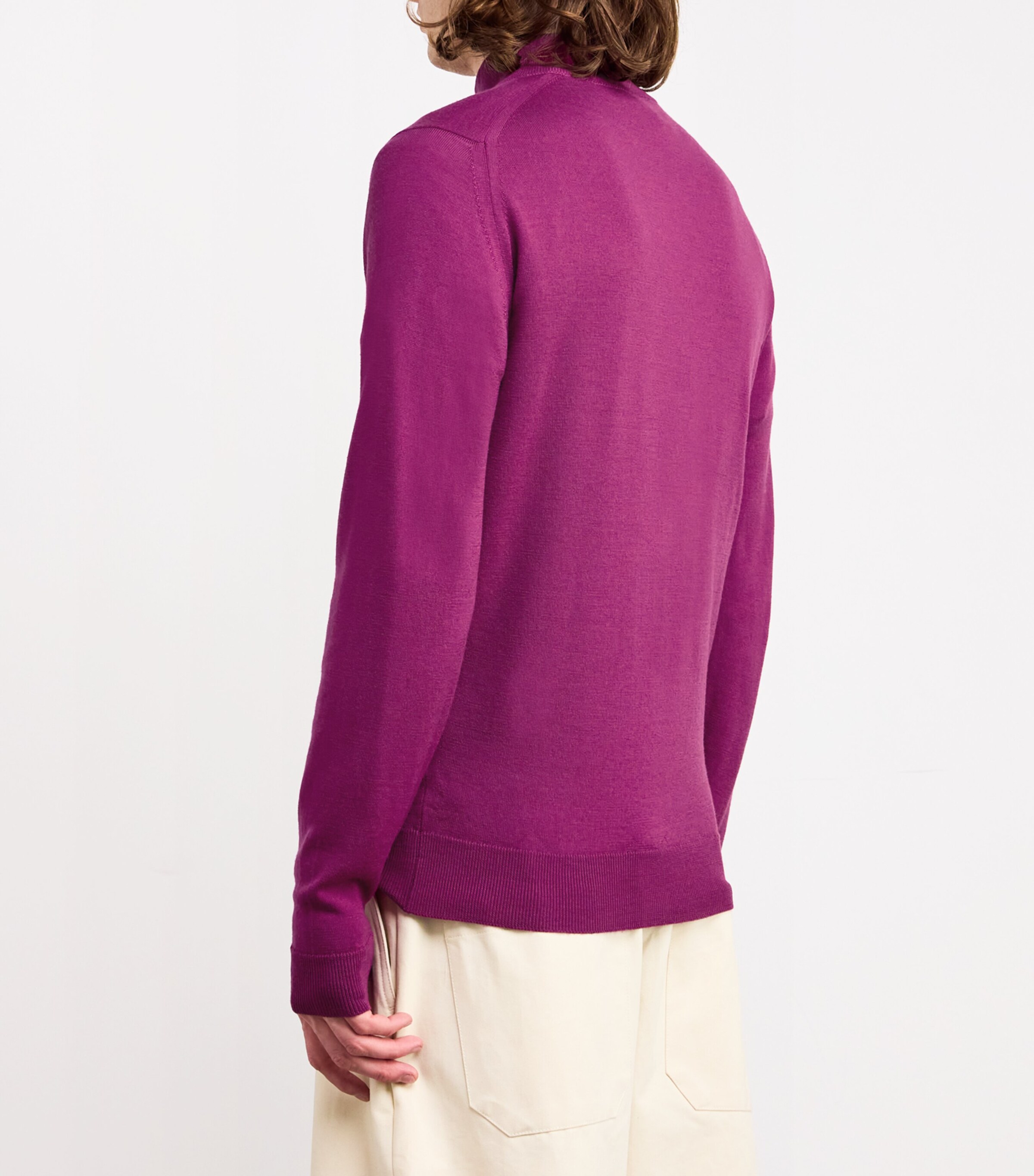 John Smedley Mens Wool Tapton Quarter-Zip Sweater Bramble Image 4