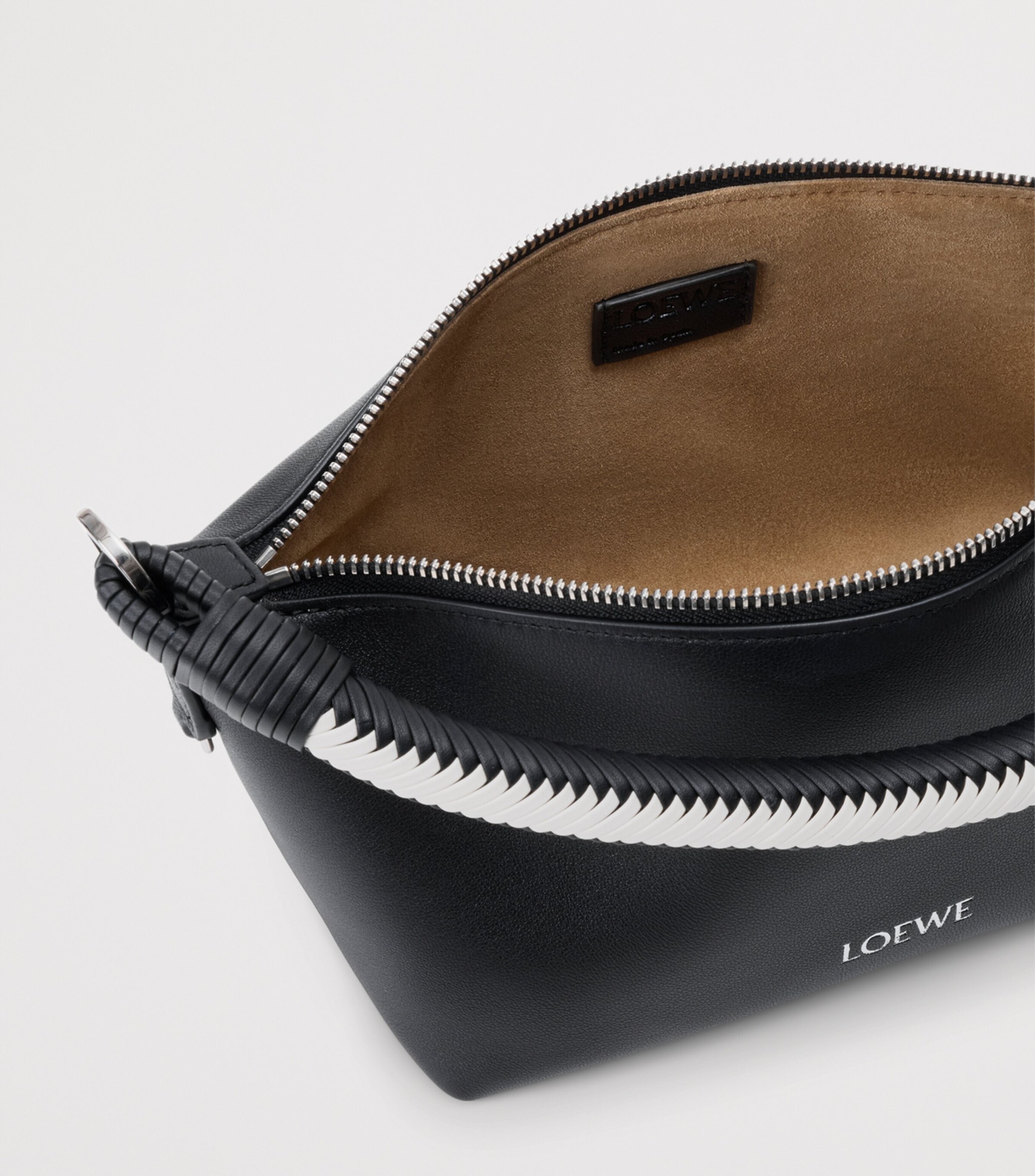 LOEWE Nappa Leather Cala Top-Handle Bag Black/soft White Image 6