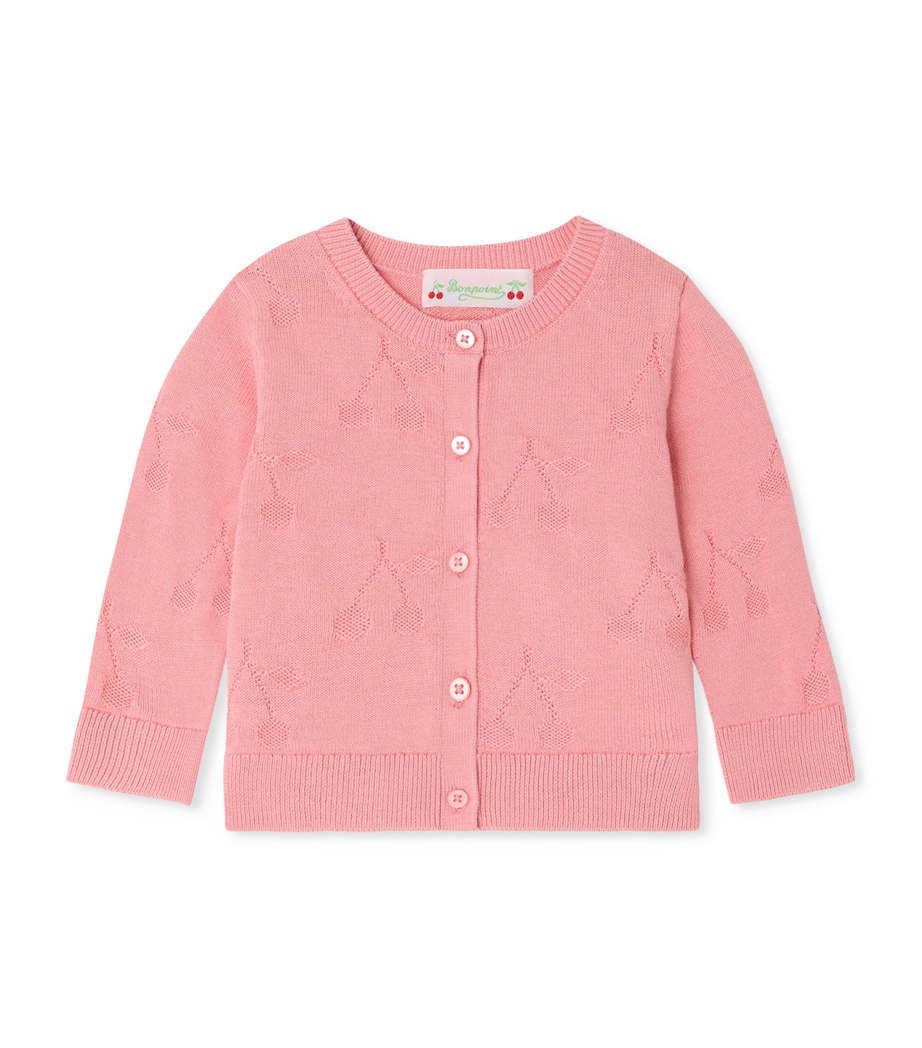 Bonpoint Cotton Intarsia Teyana Cardigan (6-18 Months) Rose Bonbon Image 1