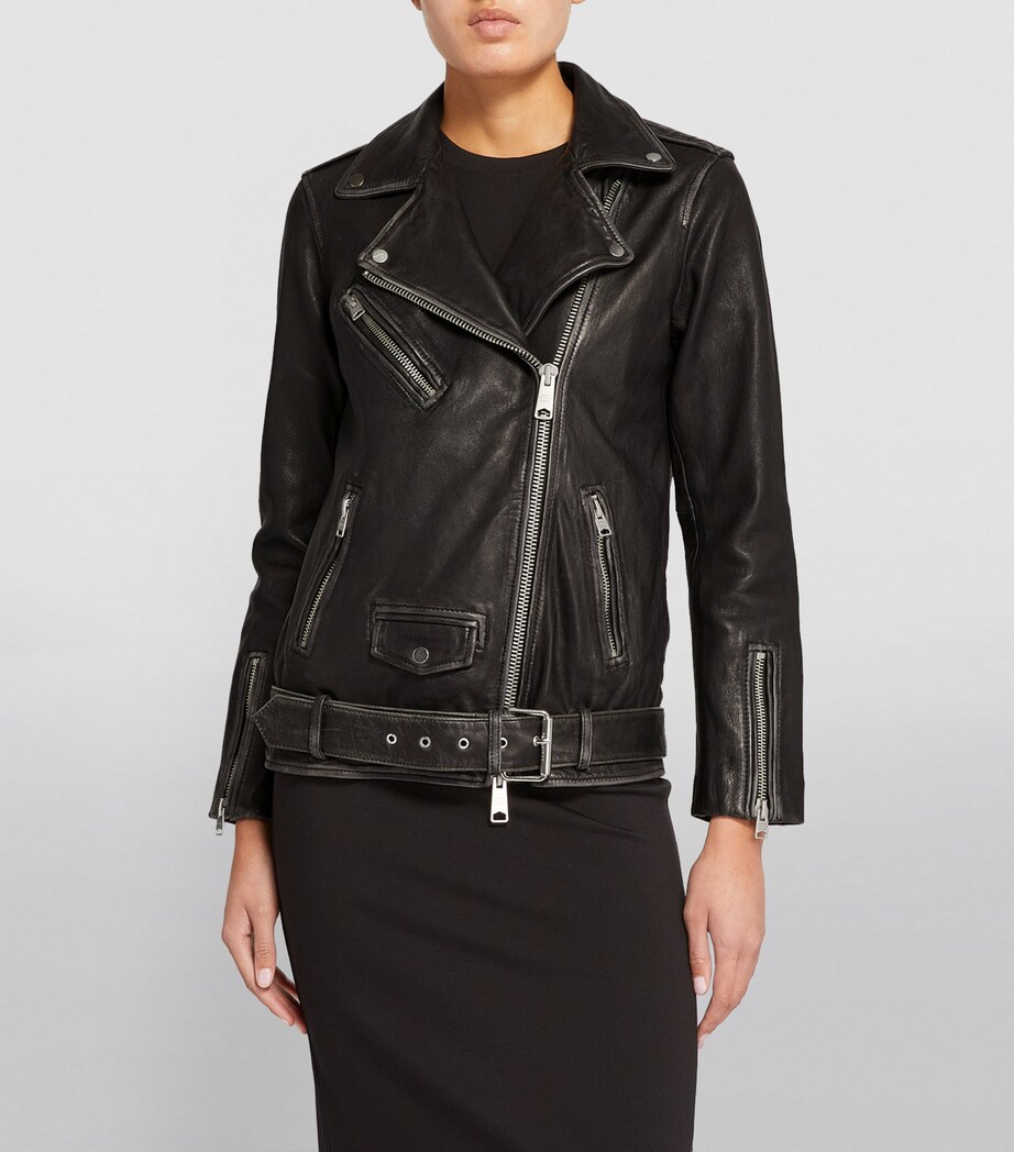 AllSaints Womens Leather Billie Biker Jacket Black Image 3