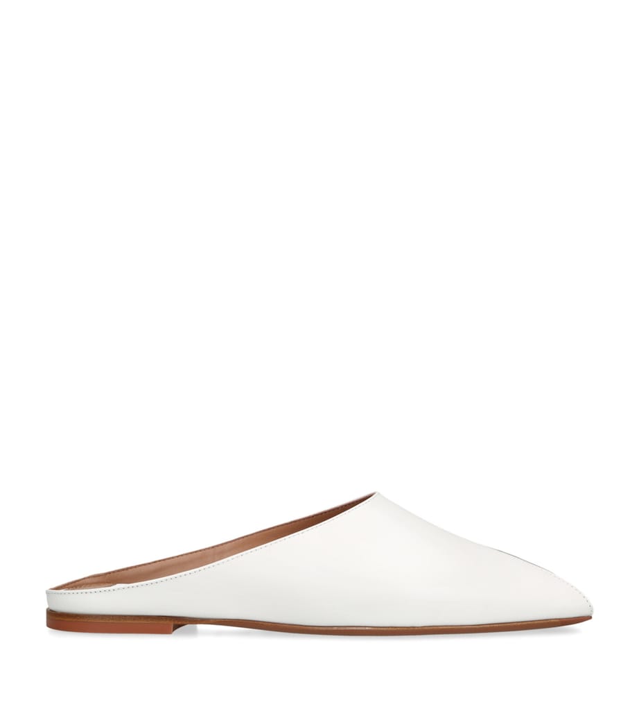 Leather A-Cut Mules WHITE Image 1