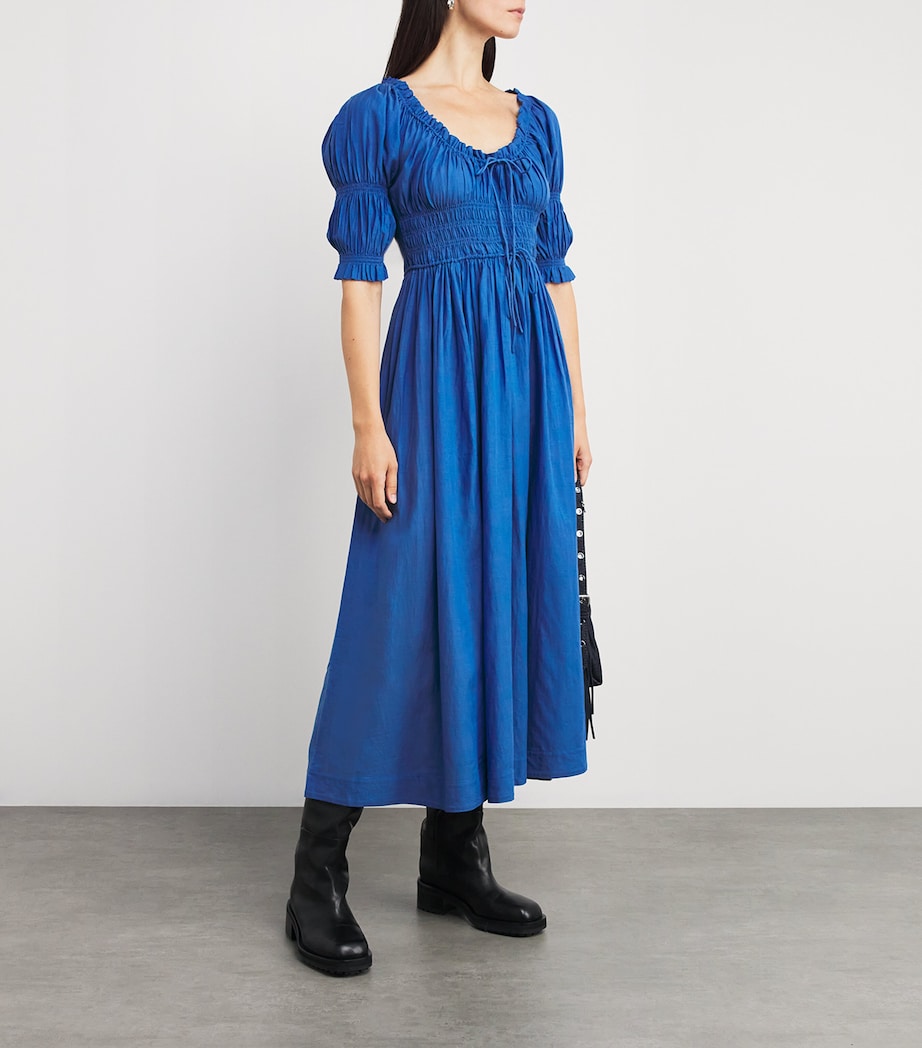DÔEN Womens Organic Cotton-Blend Ischia Maxi Dress Corfu Blue Image 2
