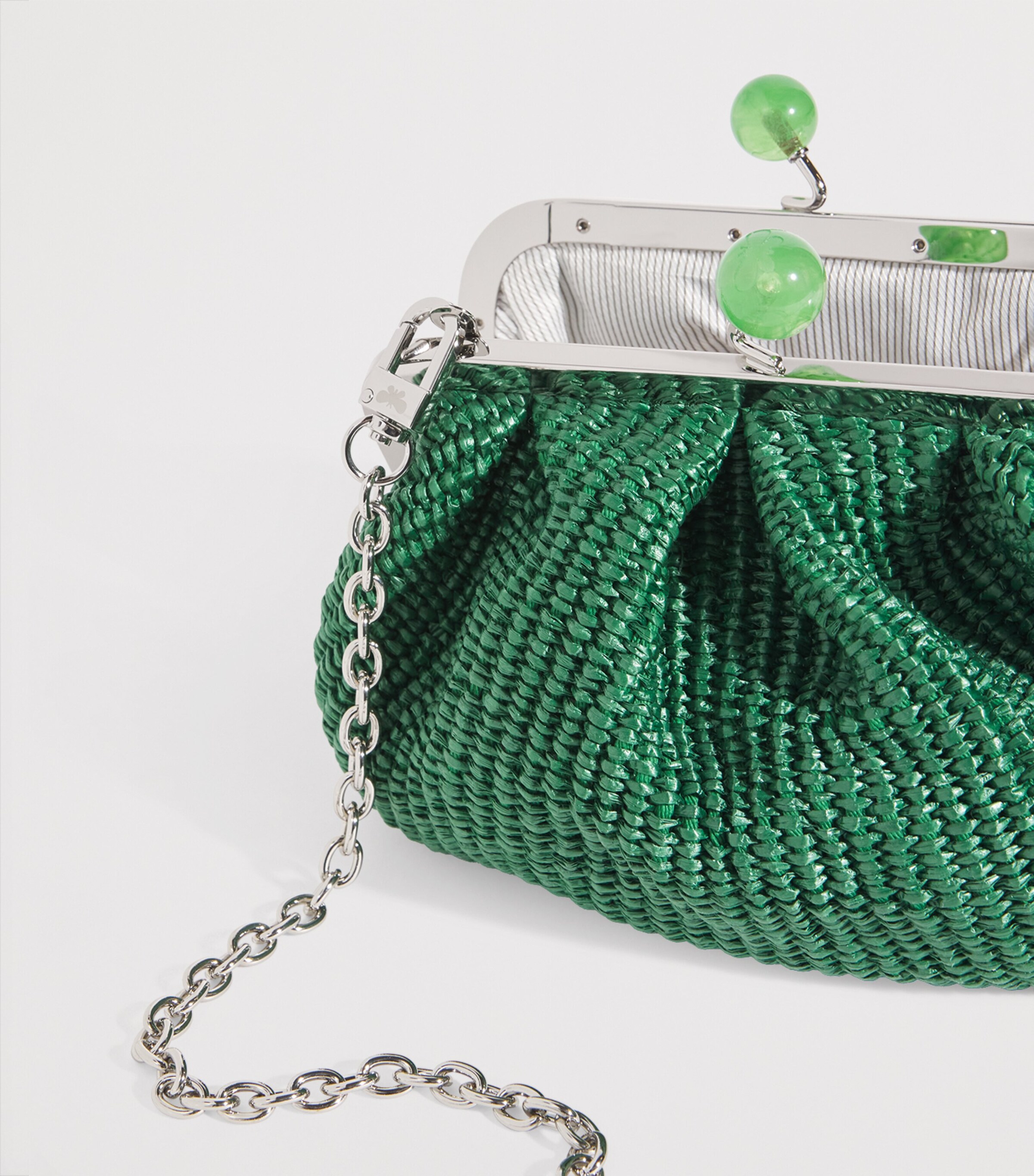 Small Raffia-Effect Pasticcino Bag GREEN Image 4