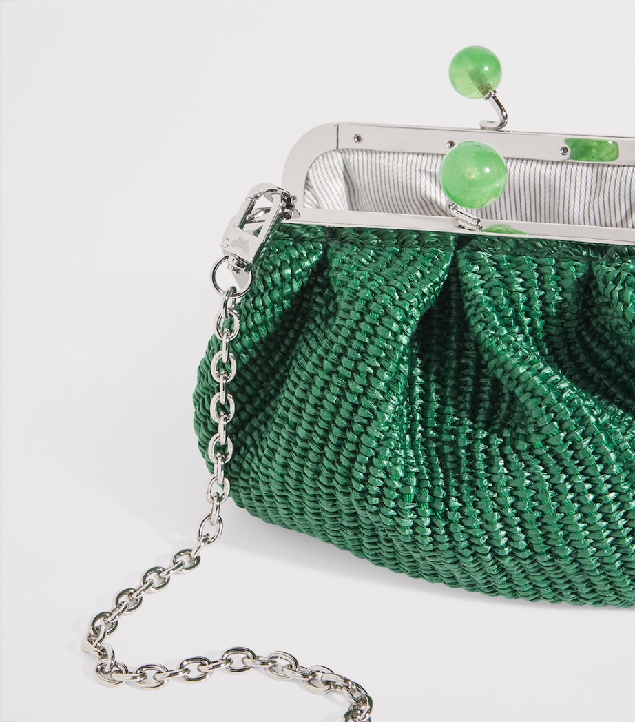 Small Raffia-Effect Pasticcino Bag GREEN Image 4