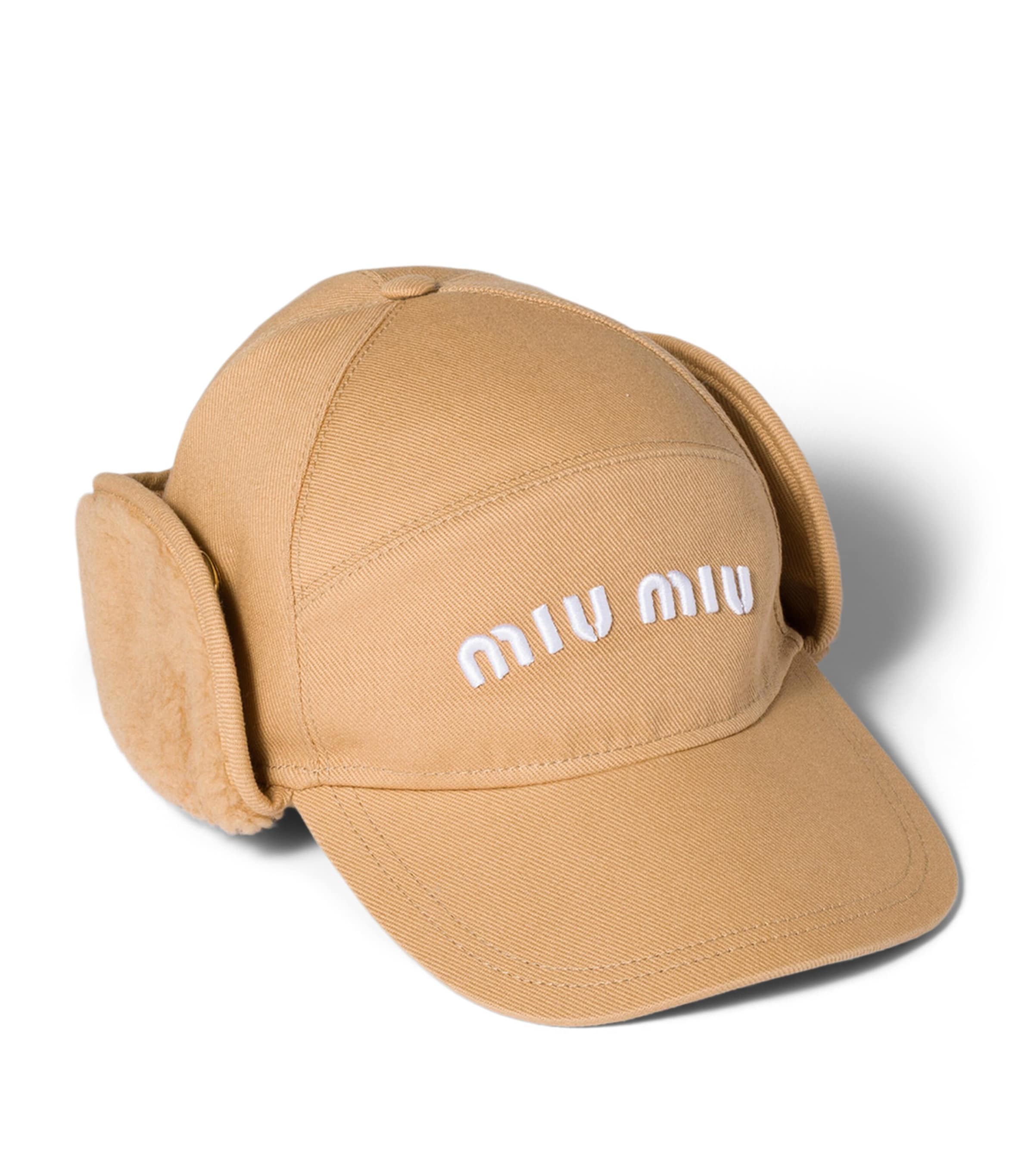 Miu Miu Womens Cotton and Fleece Baseball Cap Image 1