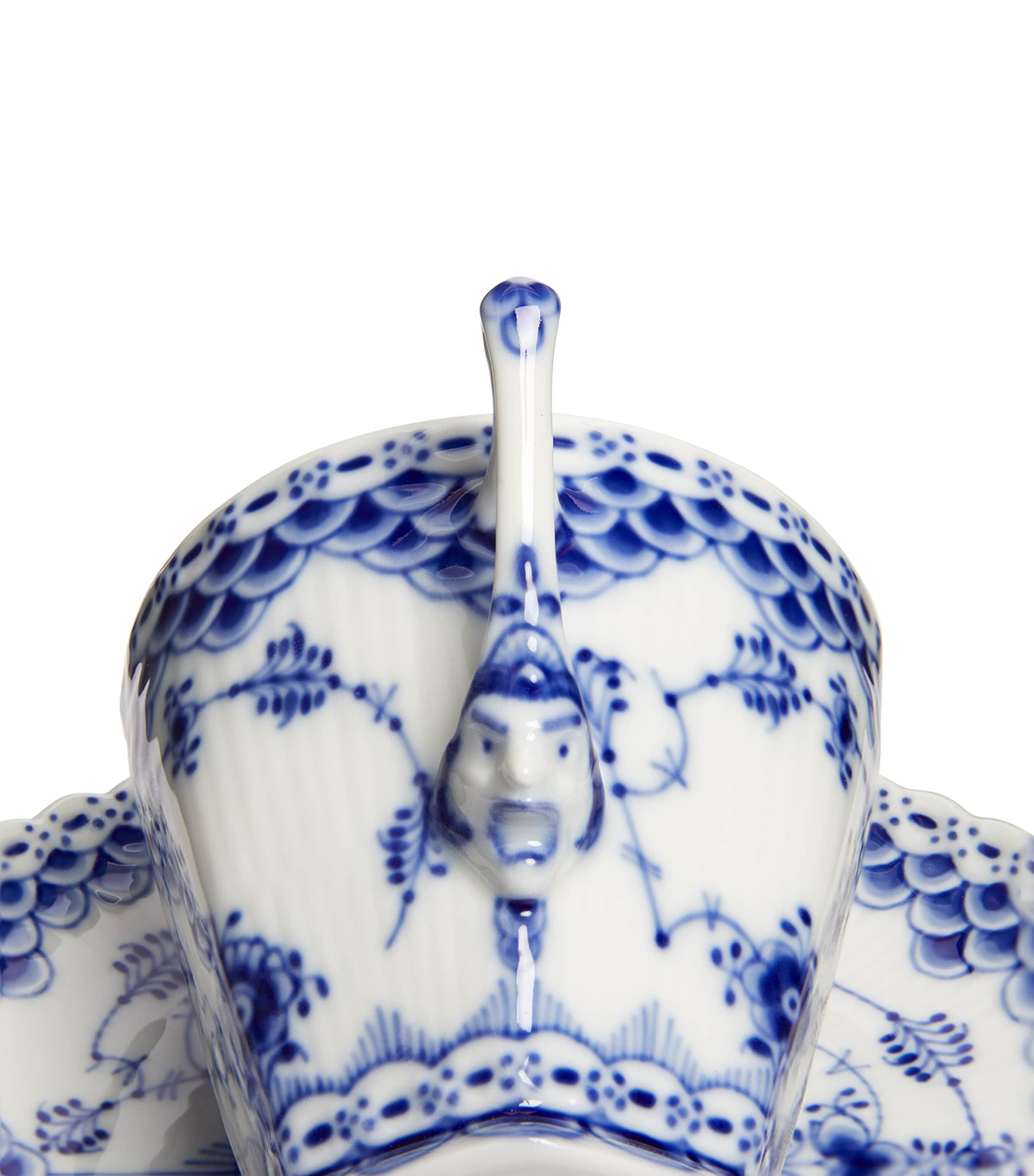 Blue Fluted Full Lace Teacup and Saucer BLUE Image 4