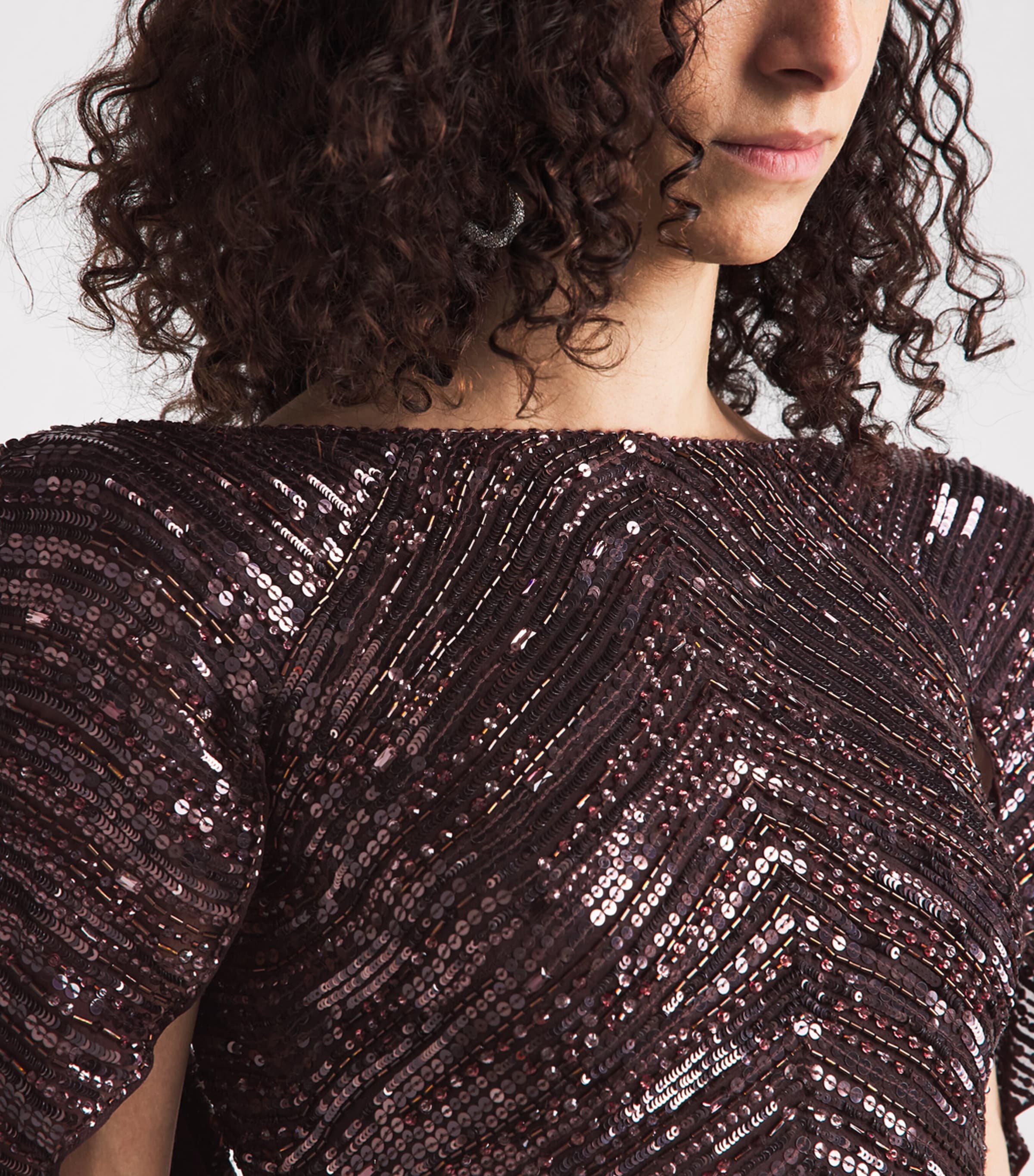 Jenny Packham Womens Sequin Sakari Gown Cacao Image 3
