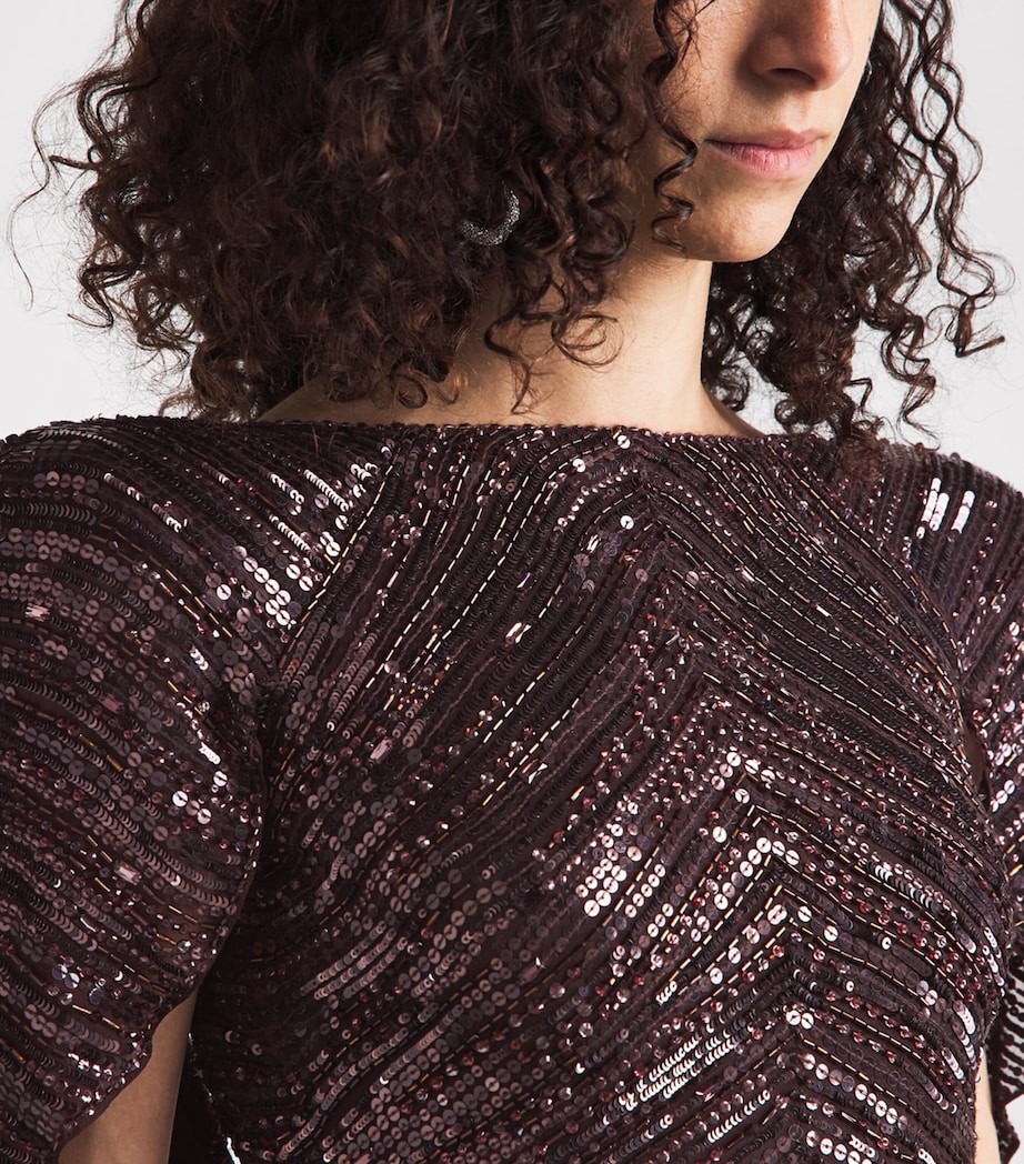Jenny Packham Womens Sequin Sakari Gown Cacao Image 3