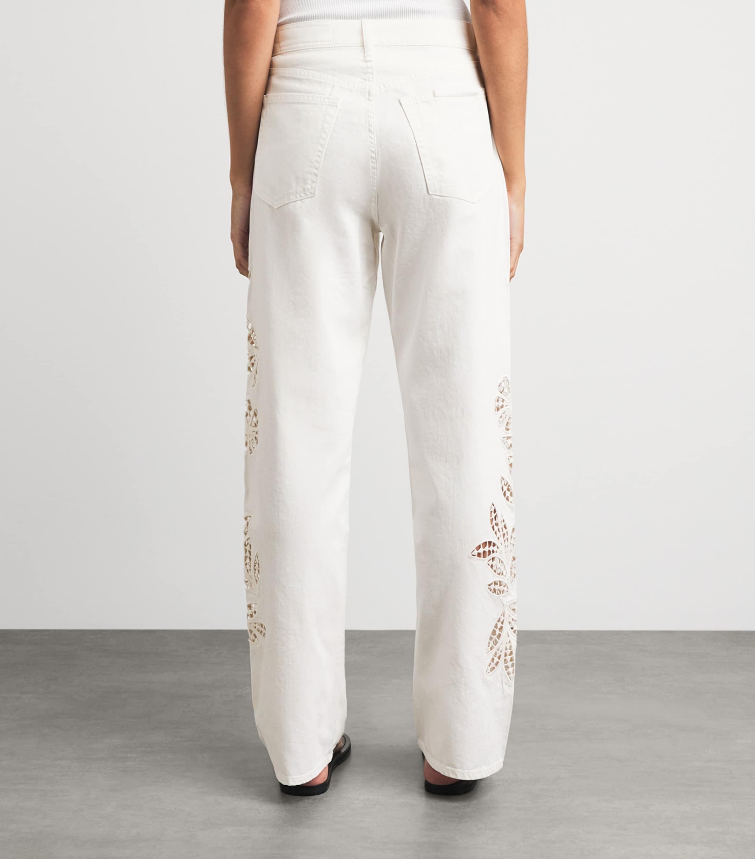 Rag & Bone Womens Crochet Shea Straight Jeans Whtfloral Image 5