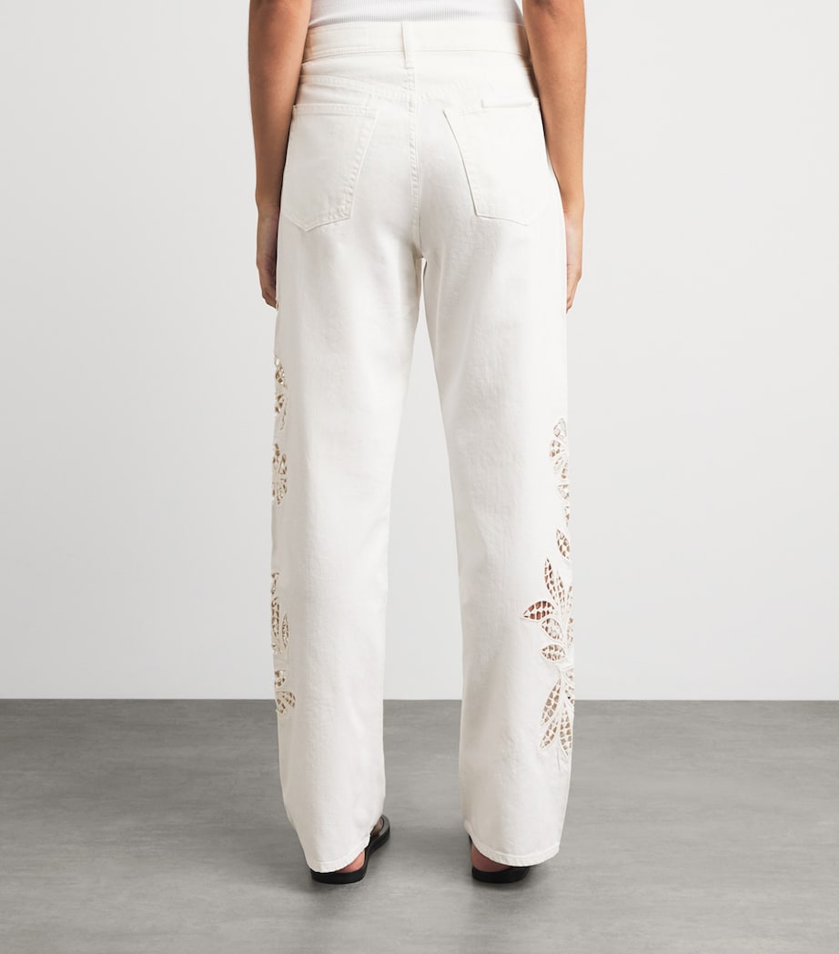 Rag & Bone Womens Crochet Shea Straight Jeans Whtfloral Image 5