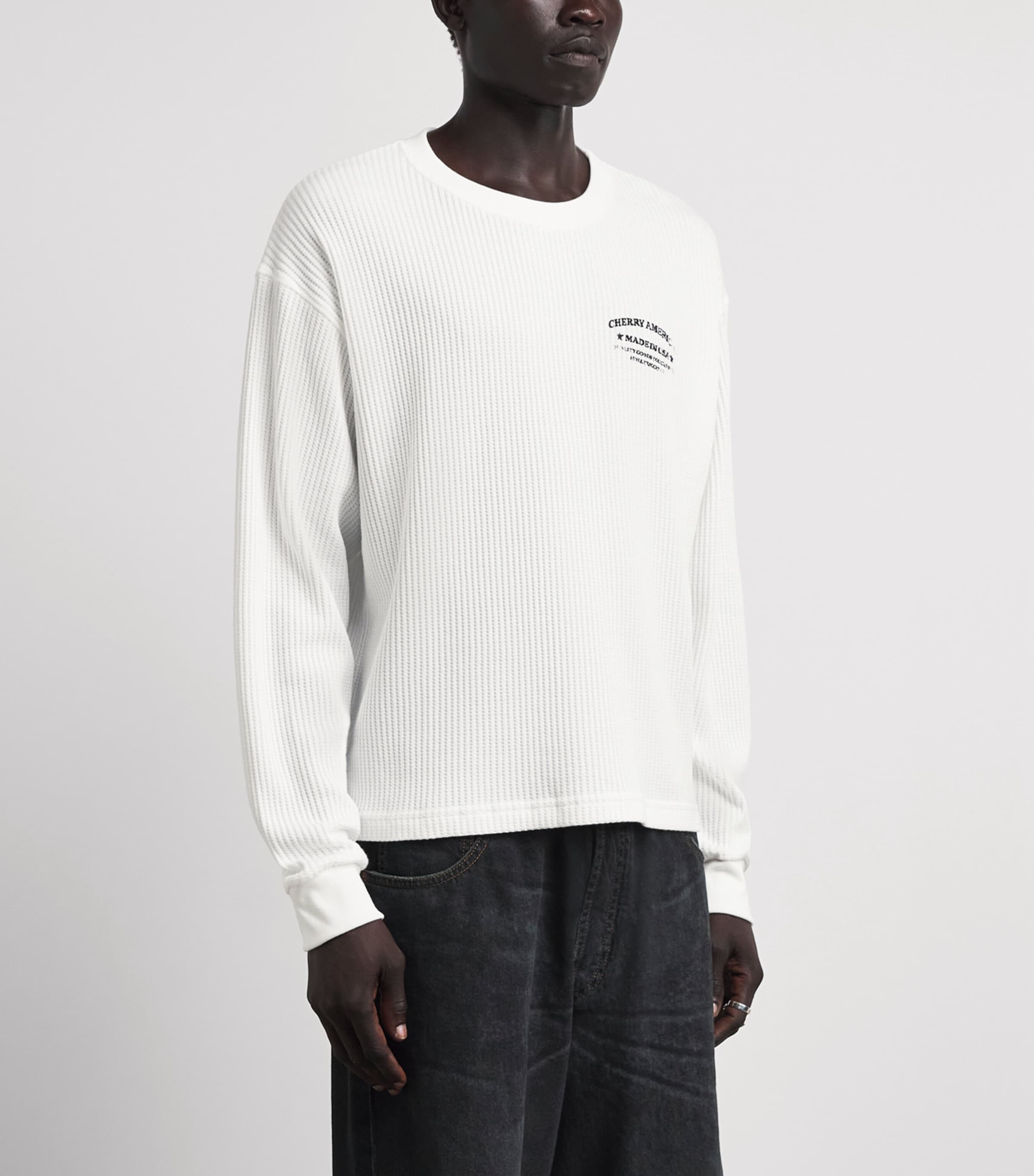 Cherry Los Angeles Mens Ranchwear Thermal Sweater White Image 4
