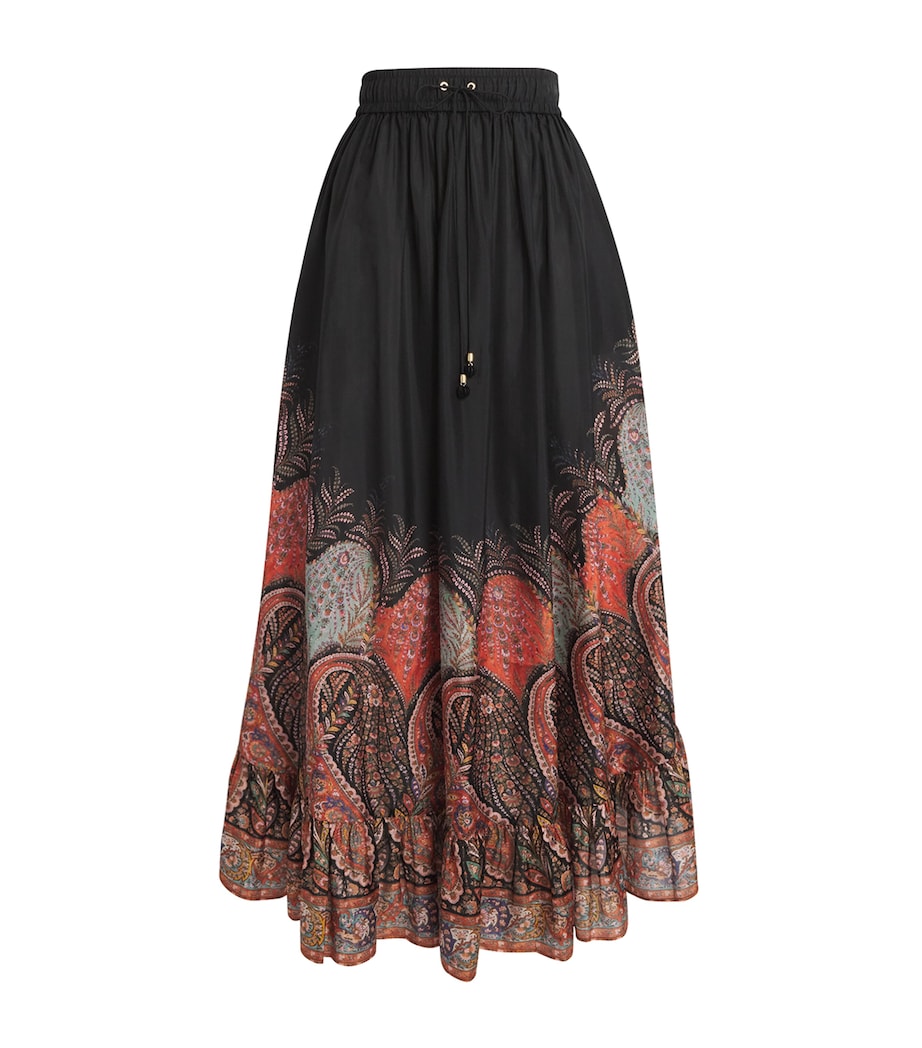Silk Rhiannon Ruffle Maxi Skirt BLKP BLACK PAISLEY Image 1