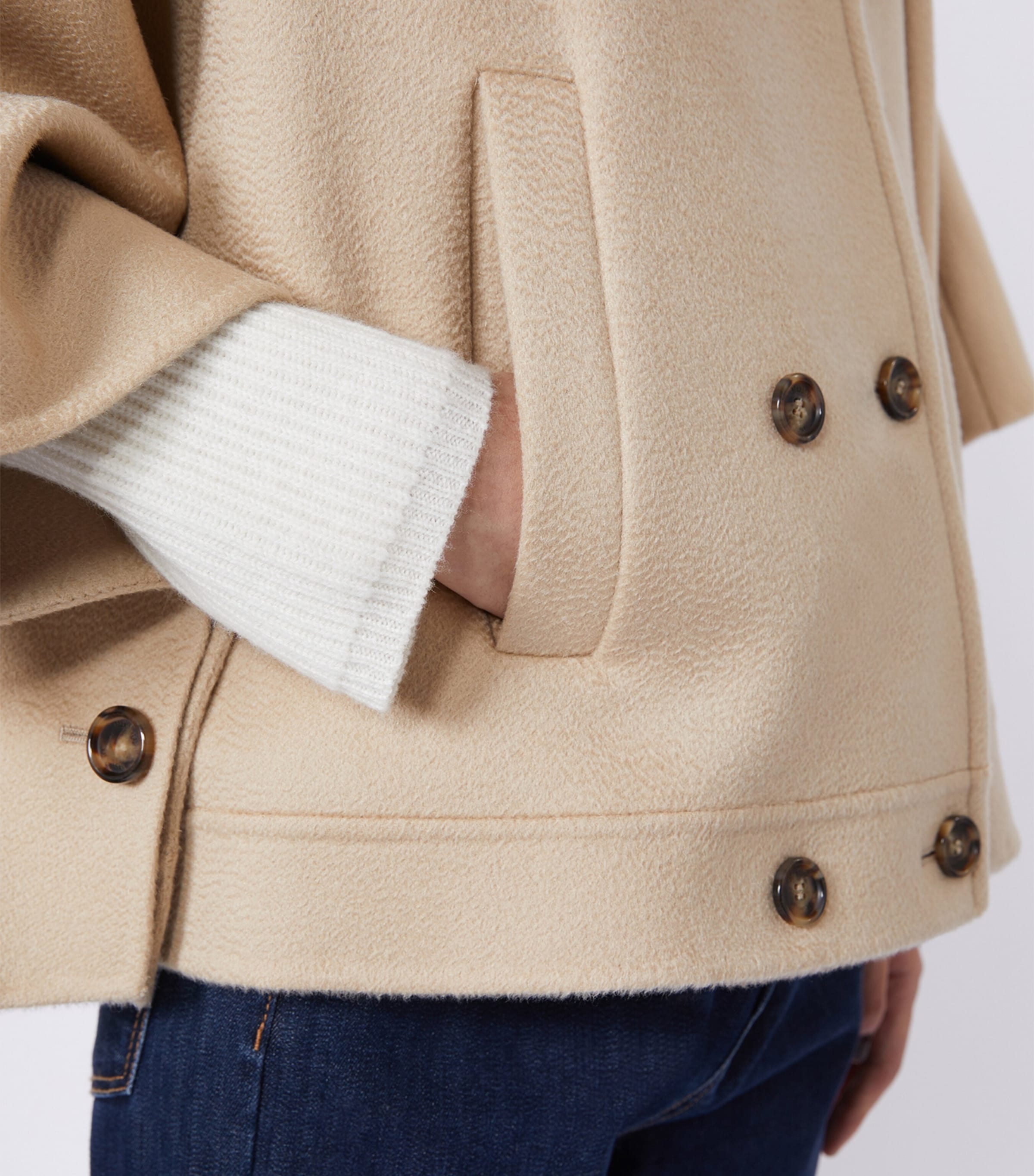 Max Mara Womens Cashmere Double-Breasted Cape Albino Image 5