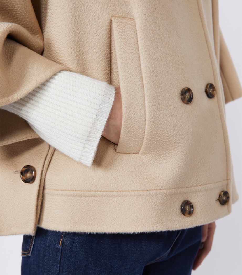 Max Mara Womens Cashmere Double-Breasted Cape Albino Image 5