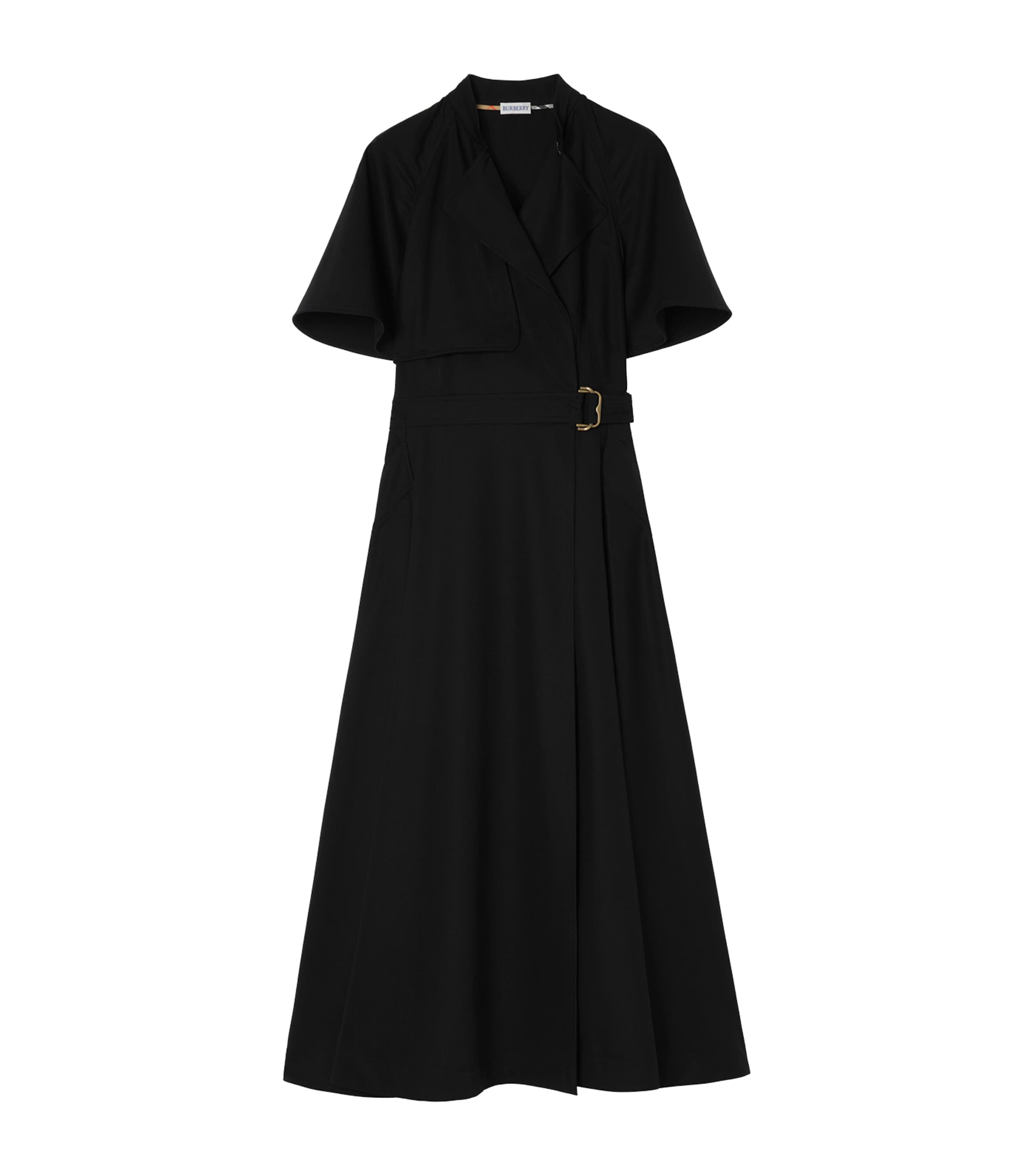 Burberry Womens Wool Twill Midi Wrap Dress Black Image 1