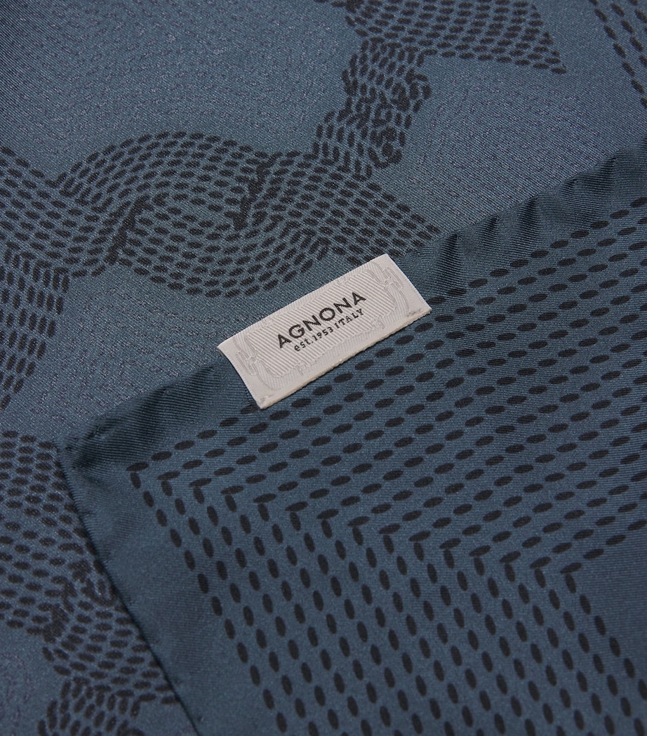 Silk Patterned Scarf 302 BLUE - PETROL Image 4