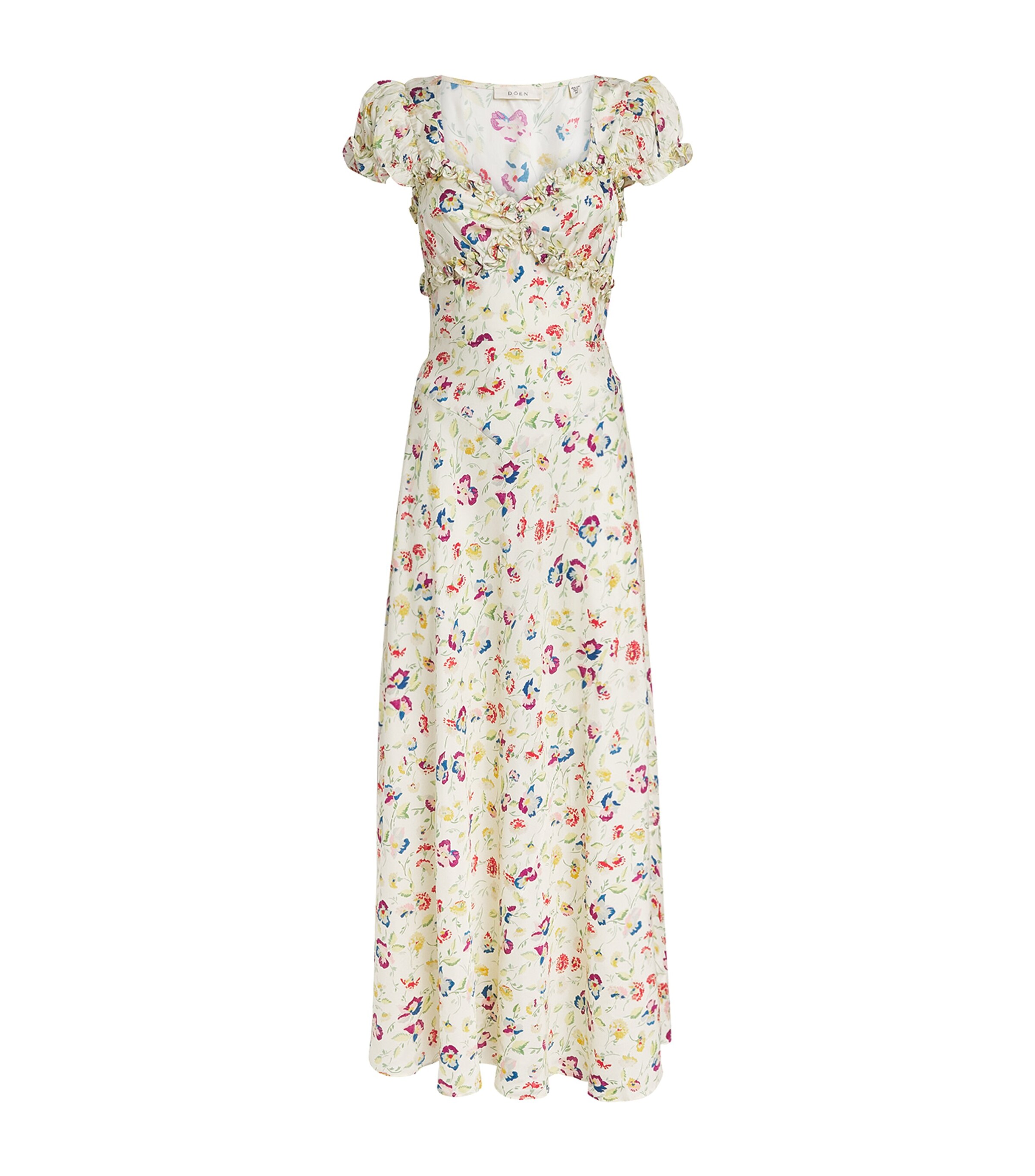 DÔEN Womens Silk-Blend Satin Valerine Maxi Dress Windswept Blooms Image 1
