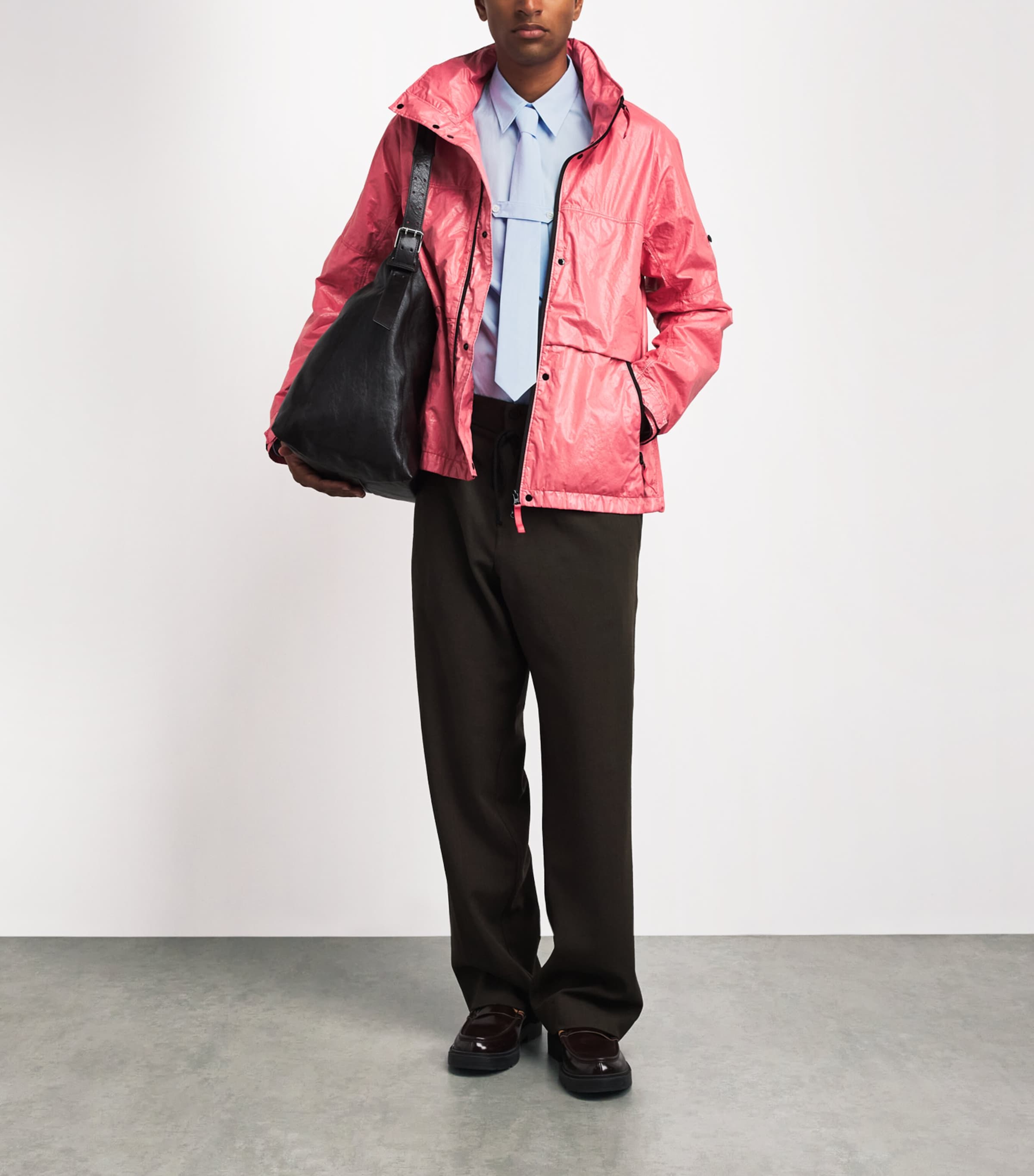 DRIES VAN NOTEN Mens Cotton Integrated-Tie Shirt Light Image 2