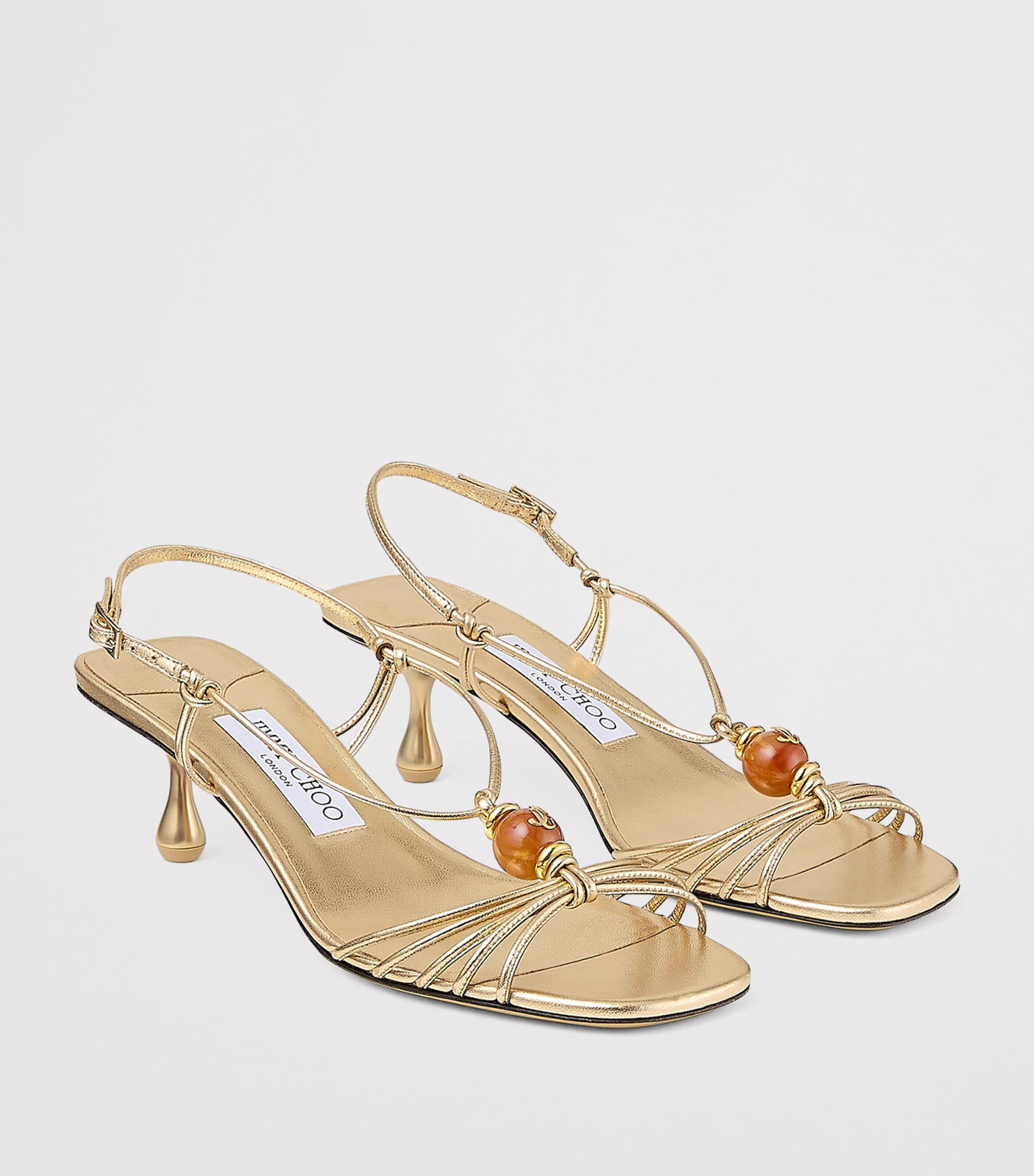 Jimmy Choo Lova 50 Metallic Leather Sandals Gold Mix Image 2