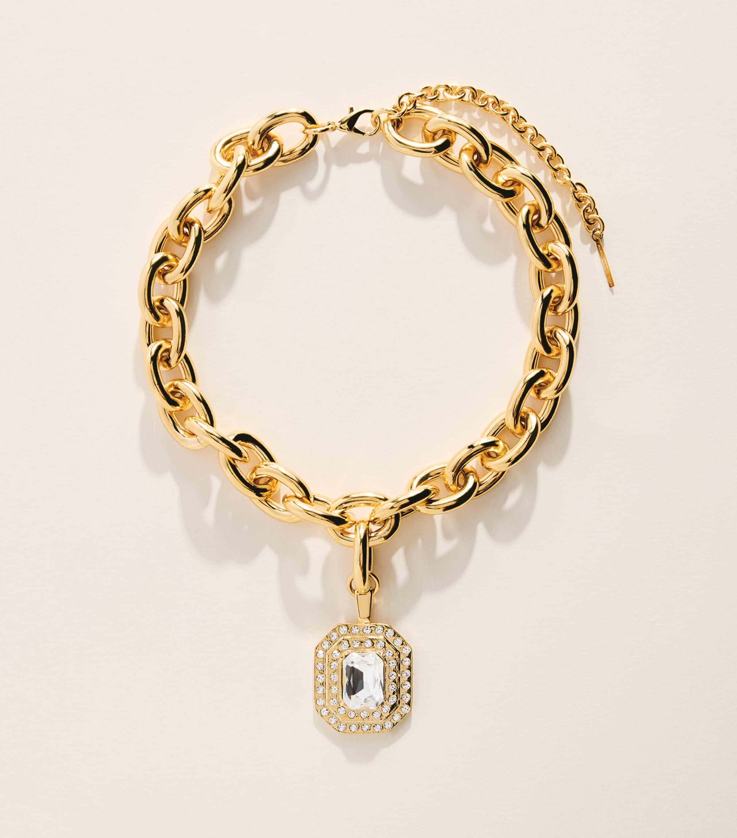 Alessandra Rich Crystal-Embellished Pendant Necklace Cry Gold Image 1